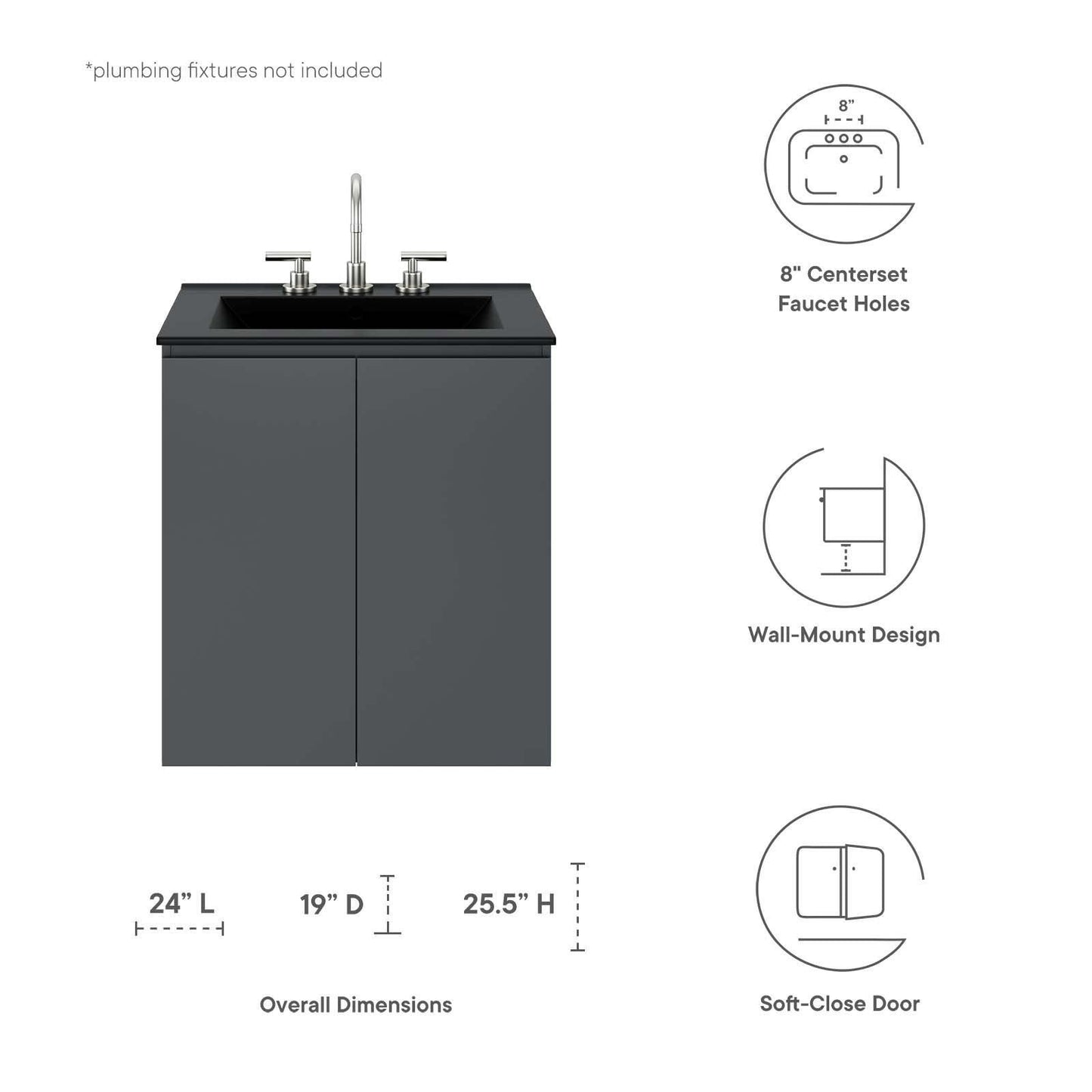 Modway Bryn 24" Wall-Mount Bathroom Vanity FredCo