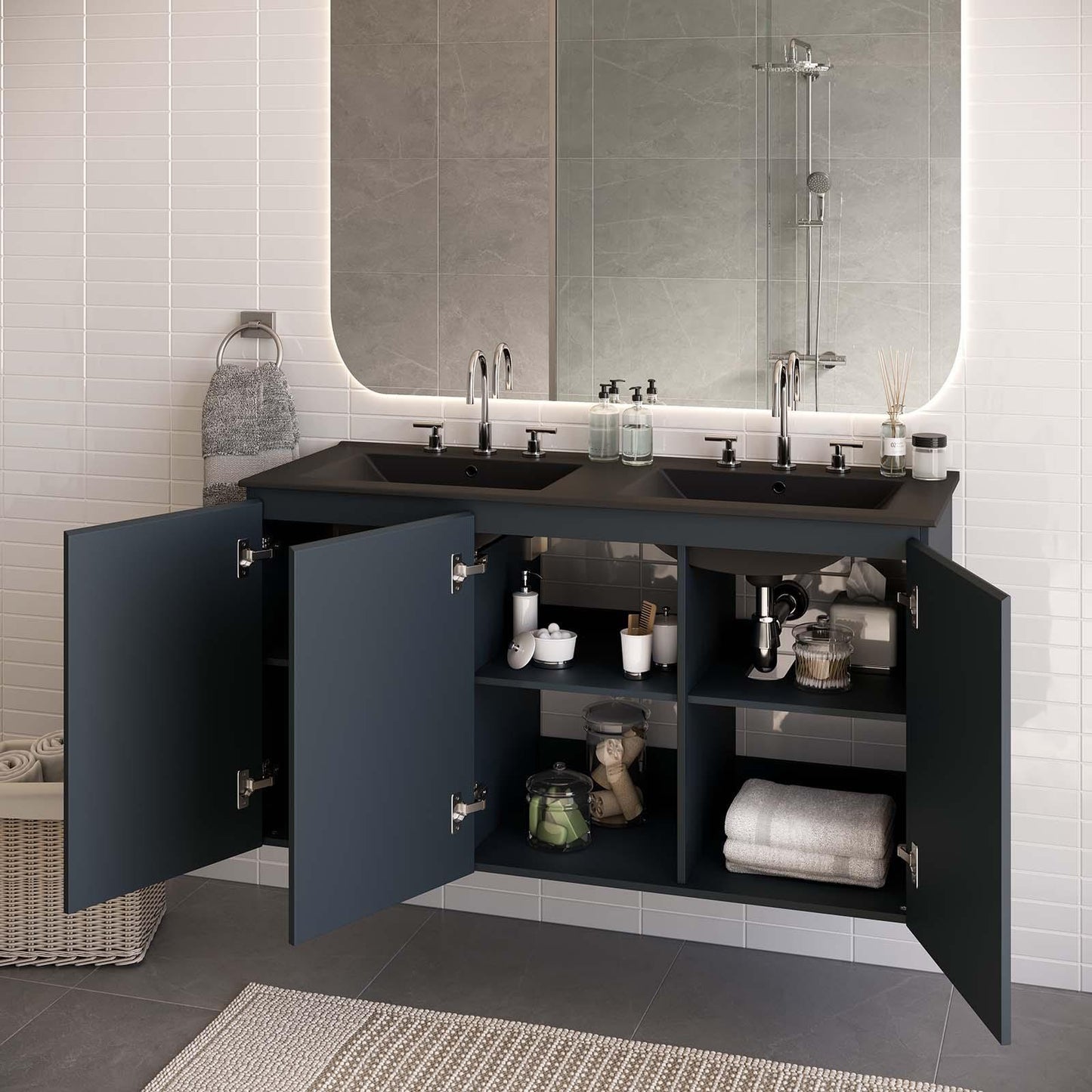 Modway Bryn 48" Wall-Mount Double Sink Bathroom Vanity FredCo