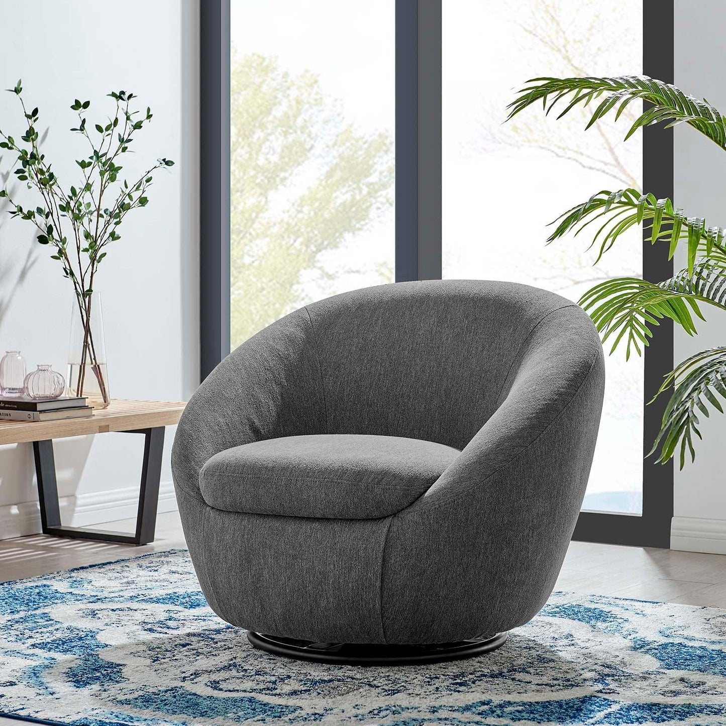 Modway Buttercup Upholstered Fabric Swivel Chair FredCo