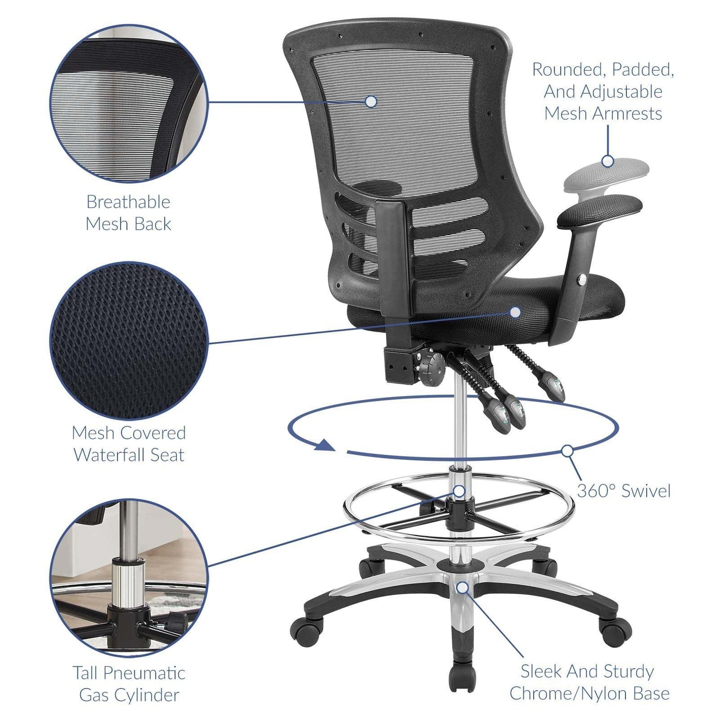 Modway Calibrate Mesh Drafting Chair FredCo