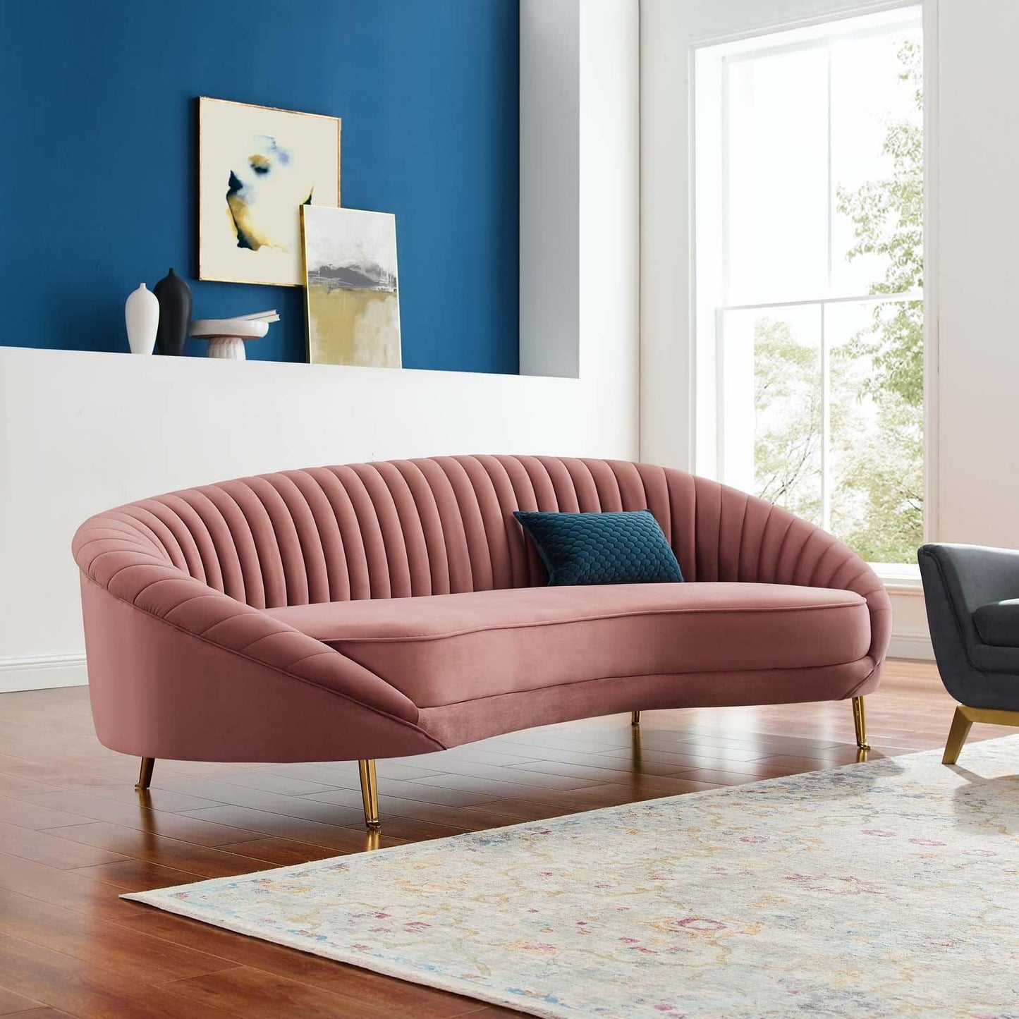 Modway Camber Channel Tufted Performance Velvet Sofa FredCo