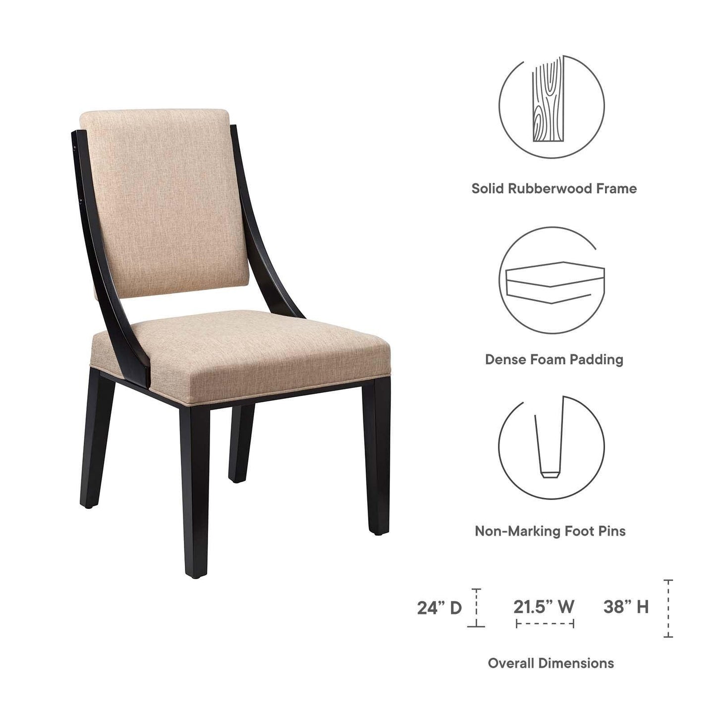 Modway Cambridge Upholstered Fabric Dining Chairs - Set of 2 FredCo