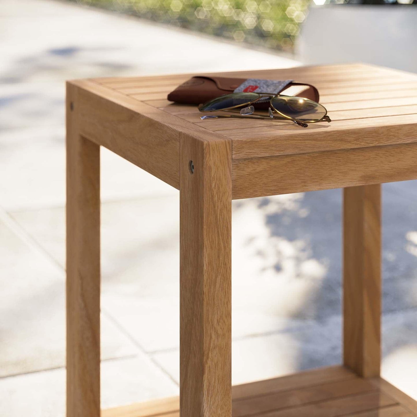 Modway Carlsbad Teak Wood Outdoor Patio Side Table FredCo