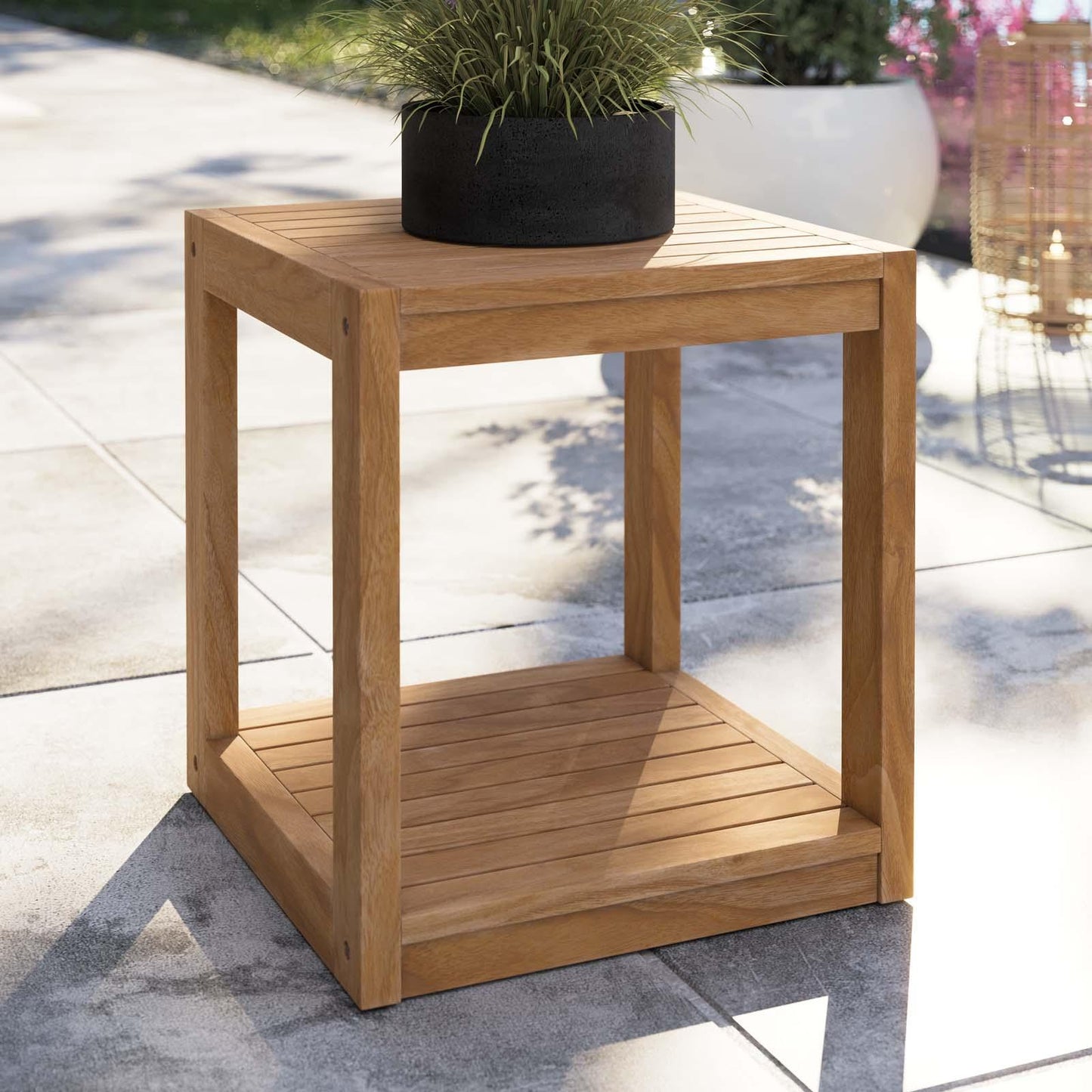 Modway Carlsbad Teak Wood Outdoor Patio Side Table FredCo
