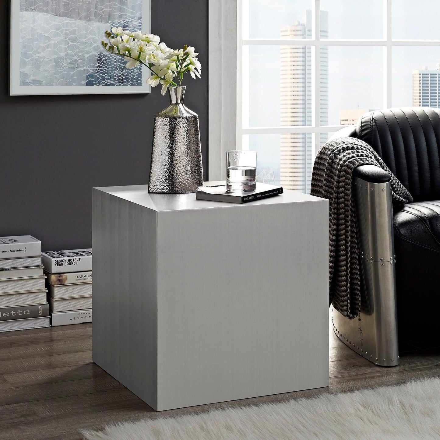 Modway Cast Stainless Steel Side Table FredCo