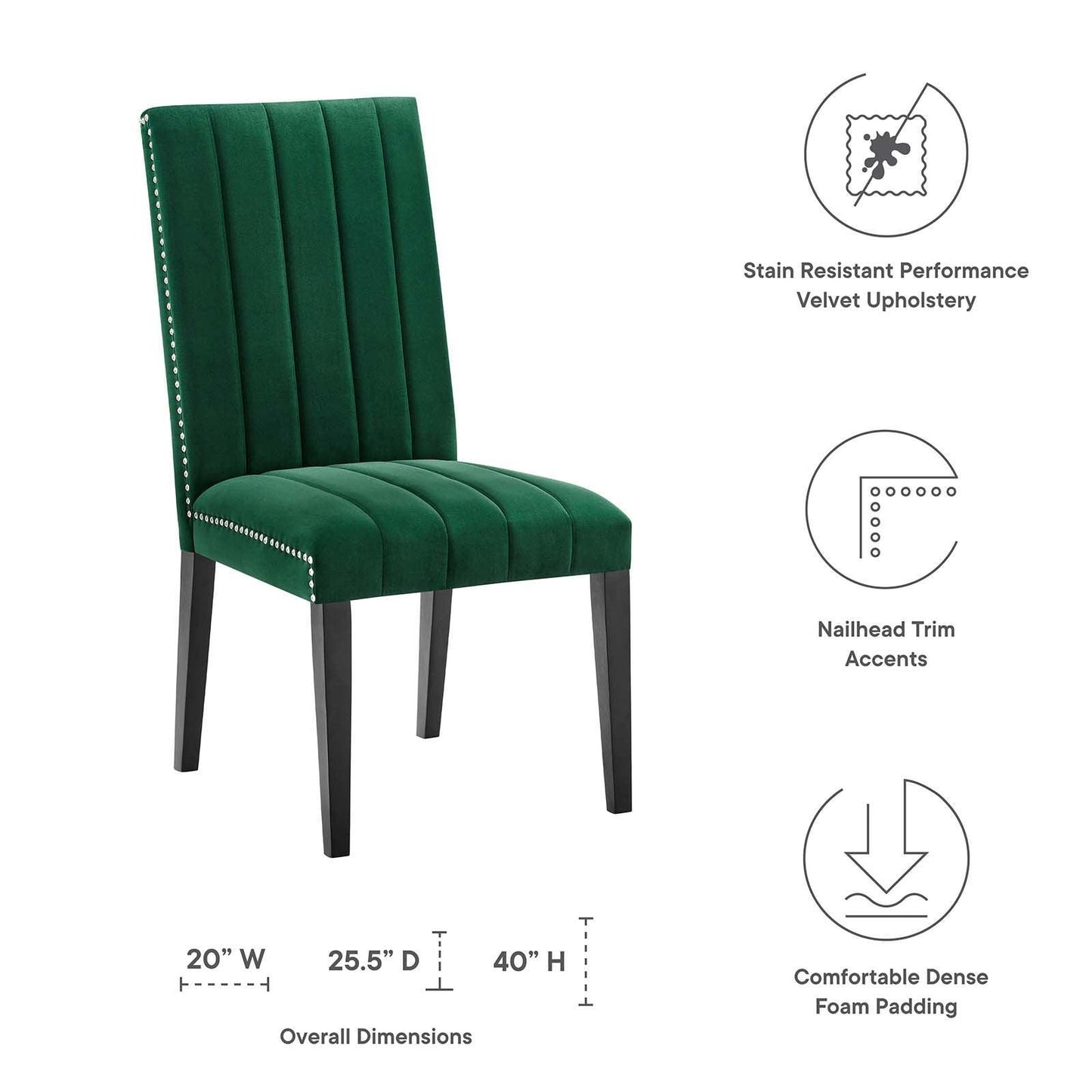 Modway Catalyst Performance Velvet Dining Side Chairs - Set of 2 FredCo