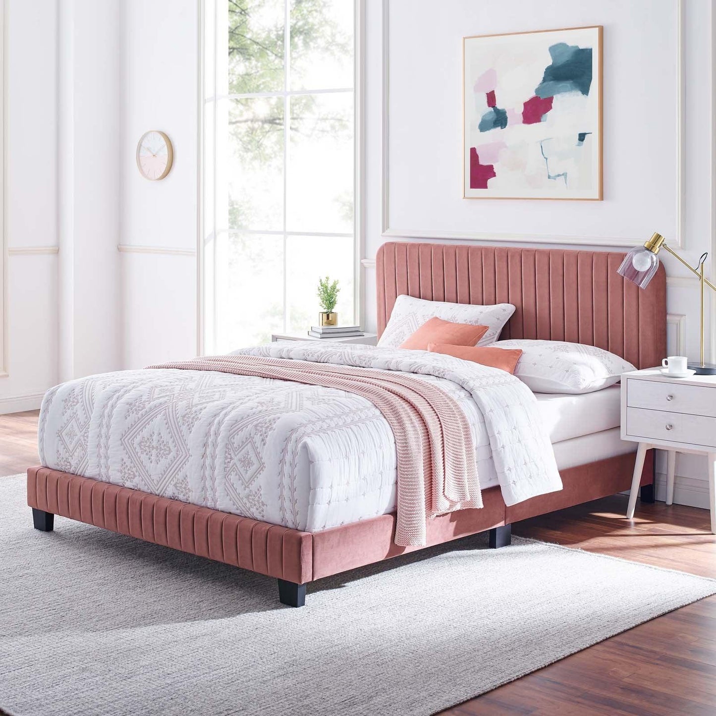 Modway Celine Channel Tufted Performance Velvet King Bed FredCo