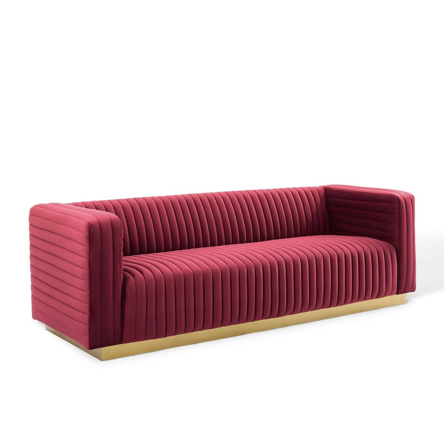 Modway Charisma Channel Tufted Performance Velvet Living Room Sofa FredCo