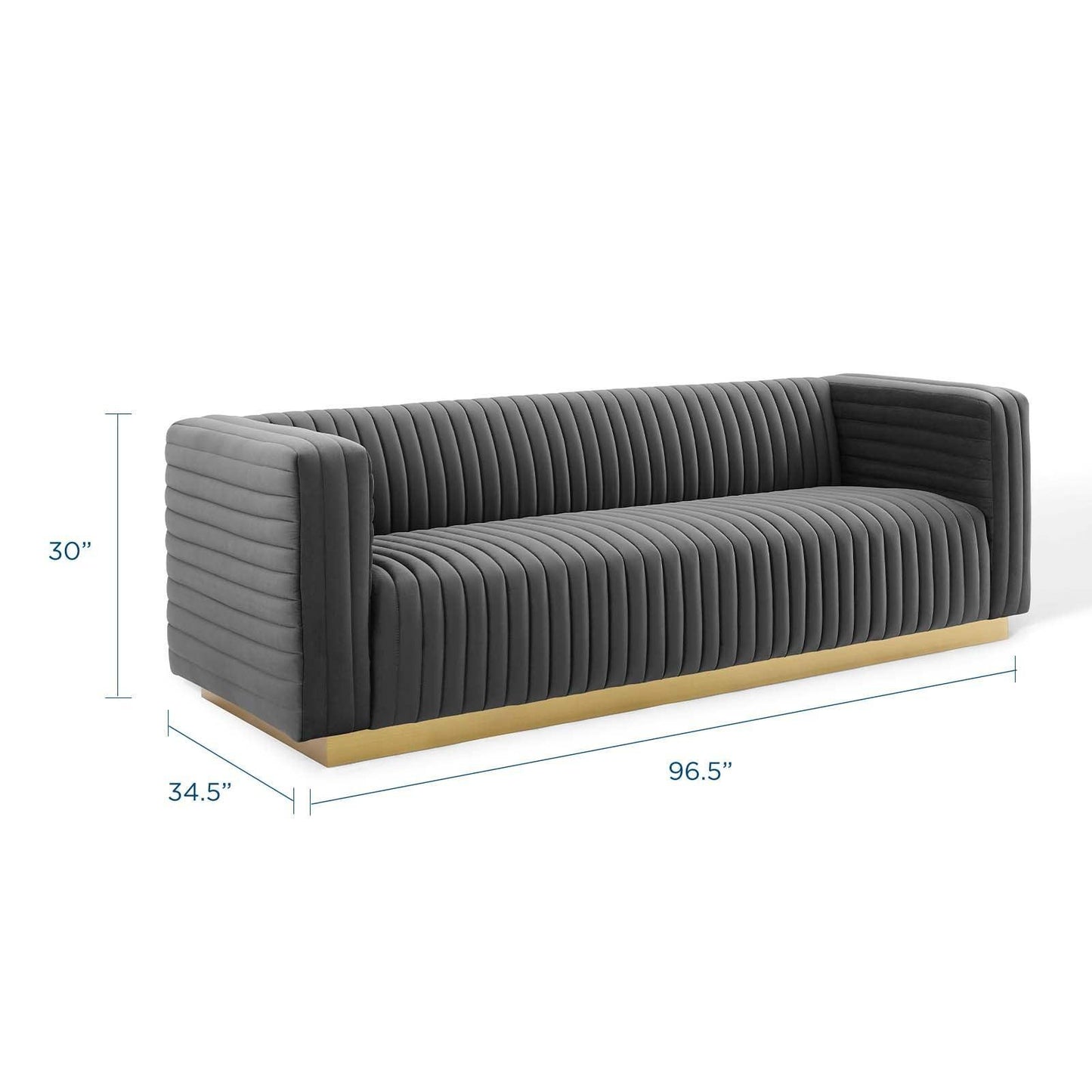 Modway Charisma Channel Tufted Performance Velvet Living Room Sofa FredCo