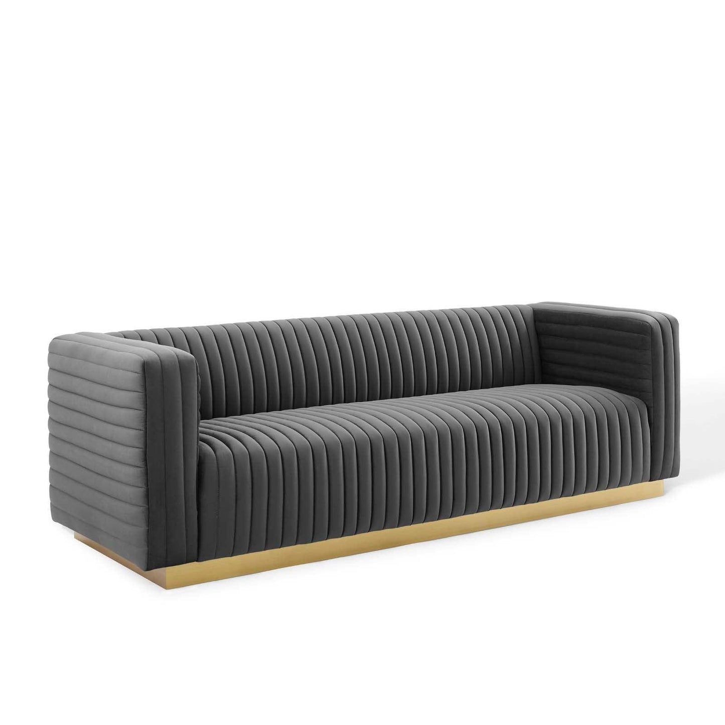 Modway Charisma Channel Tufted Performance Velvet Living Room Sofa FredCo