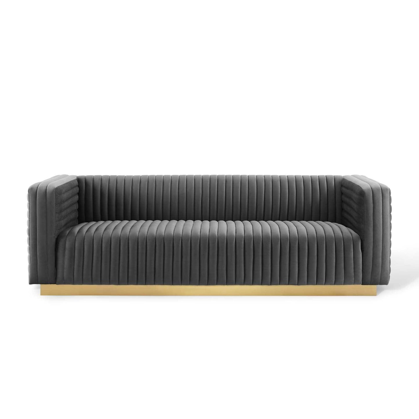 Modway Charisma Channel Tufted Performance Velvet Living Room Sofa FredCo
