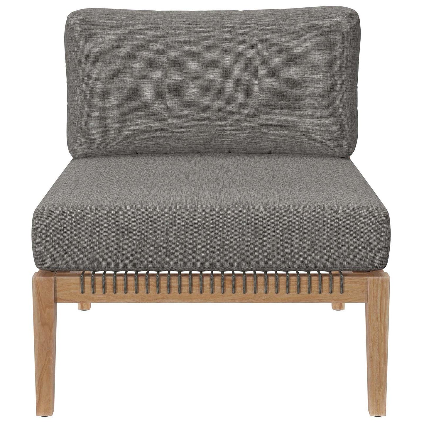 Modway Clearwater Outdoor Patio Teak Wood Armless Chair FredCo
