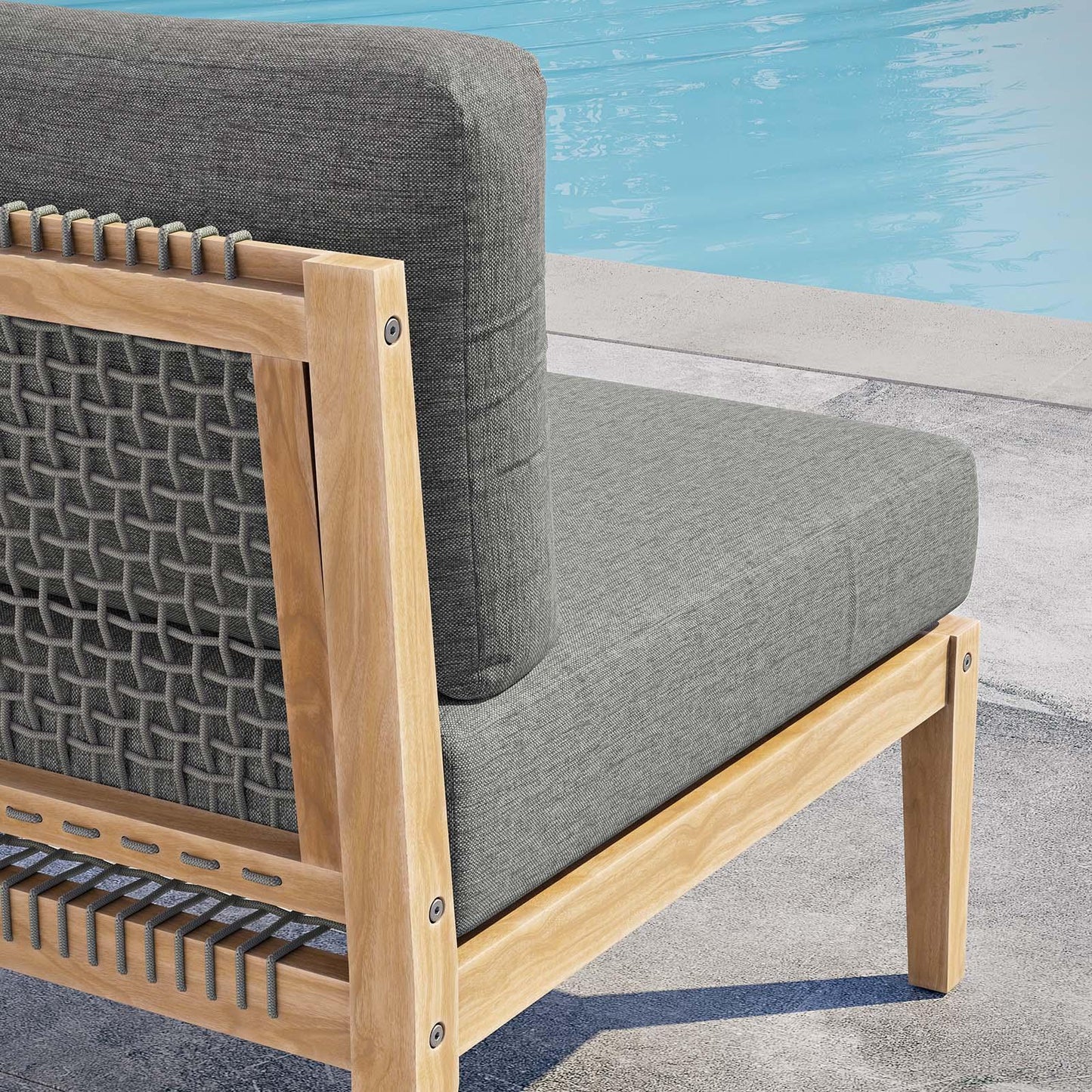 Modway Clearwater Outdoor Patio Teak Wood Armless Chair FredCo