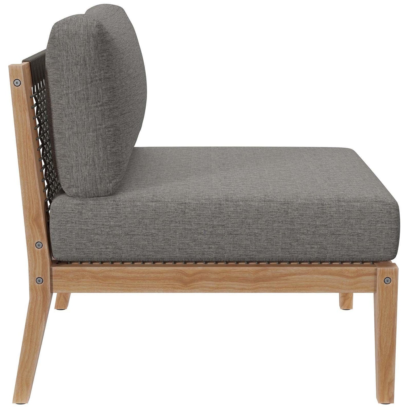 Modway Clearwater Outdoor Patio Teak Wood Armless Chair FredCo