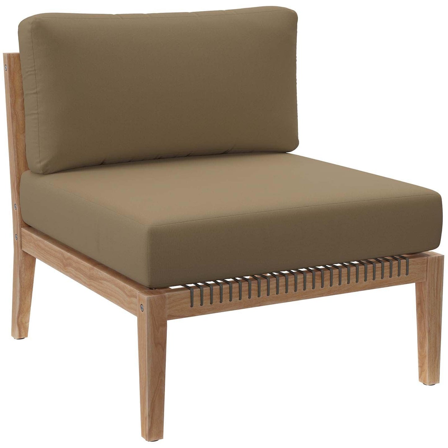 Modway Clearwater Outdoor Patio Teak Wood Armless Chair FredCo