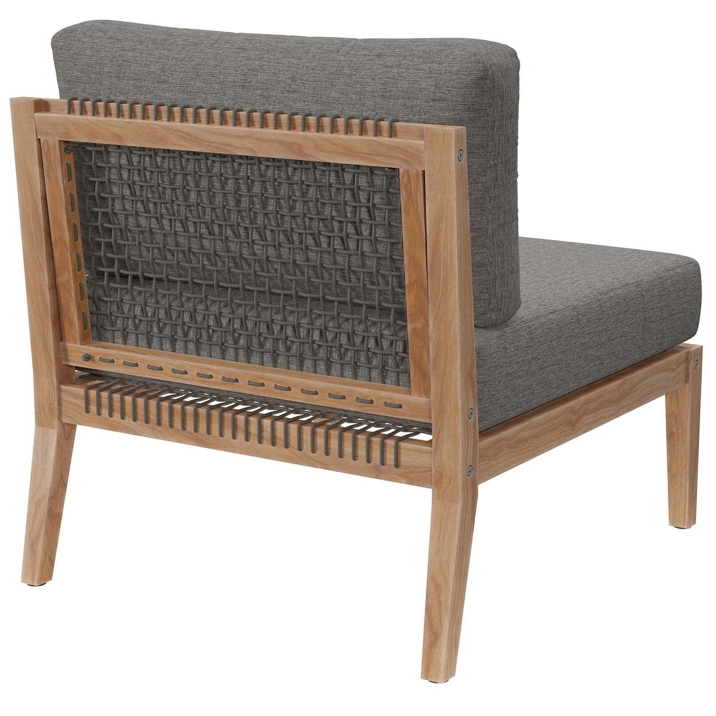 Modway Clearwater Outdoor Patio Teak Wood Armless Chair FredCo
