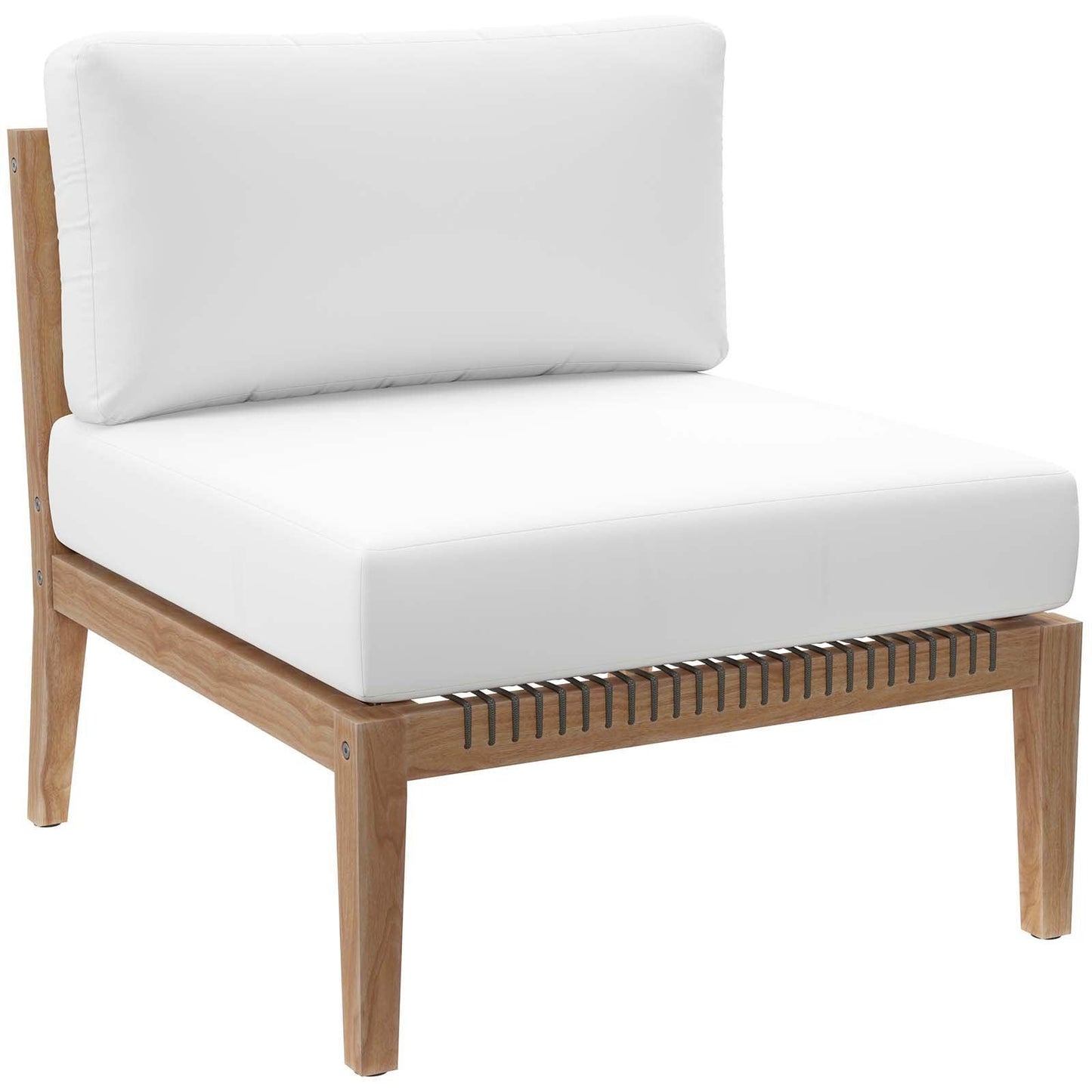 Modway Clearwater Outdoor Patio Teak Wood Armless Chair FredCo