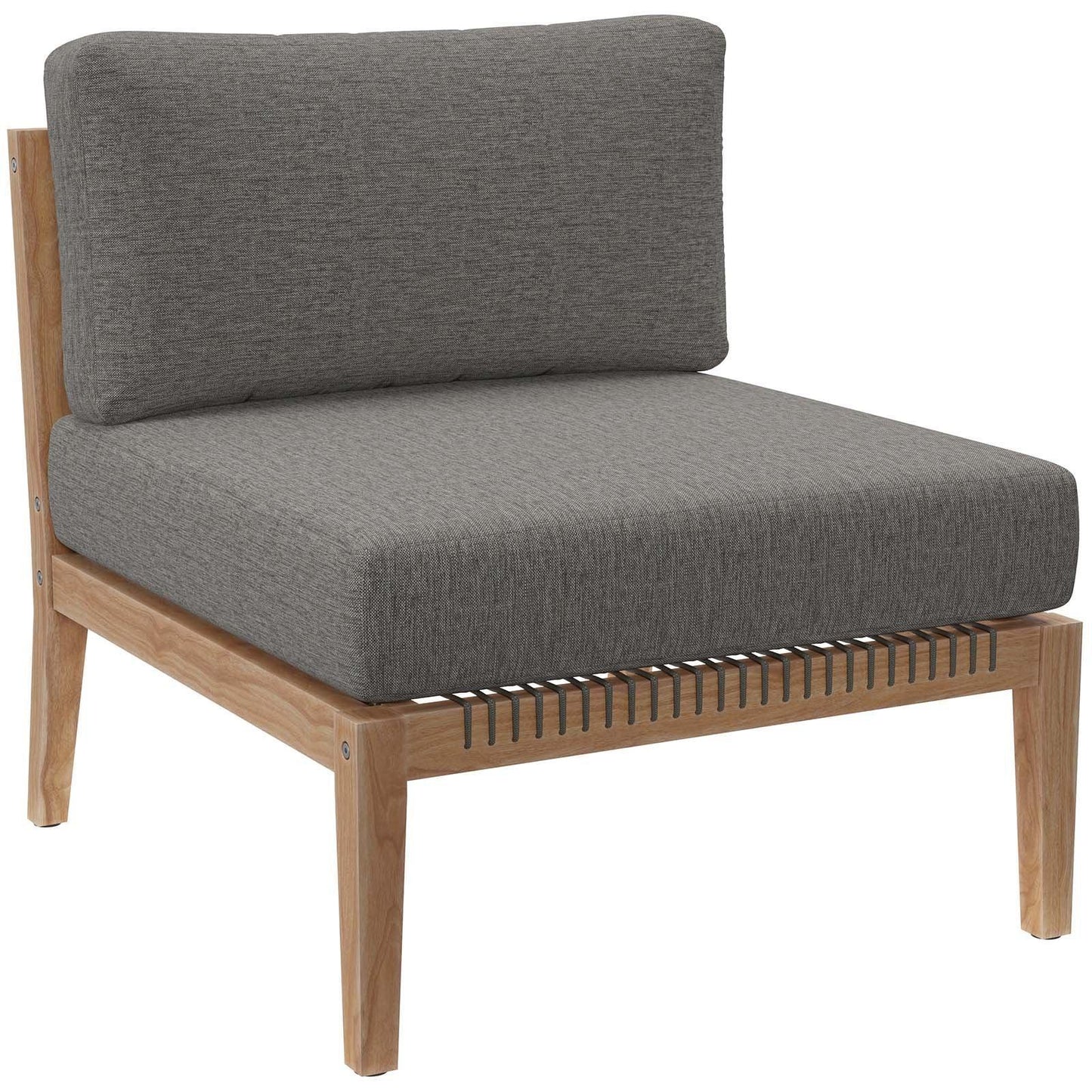 Modway Clearwater Outdoor Patio Teak Wood Armless Chair FredCo