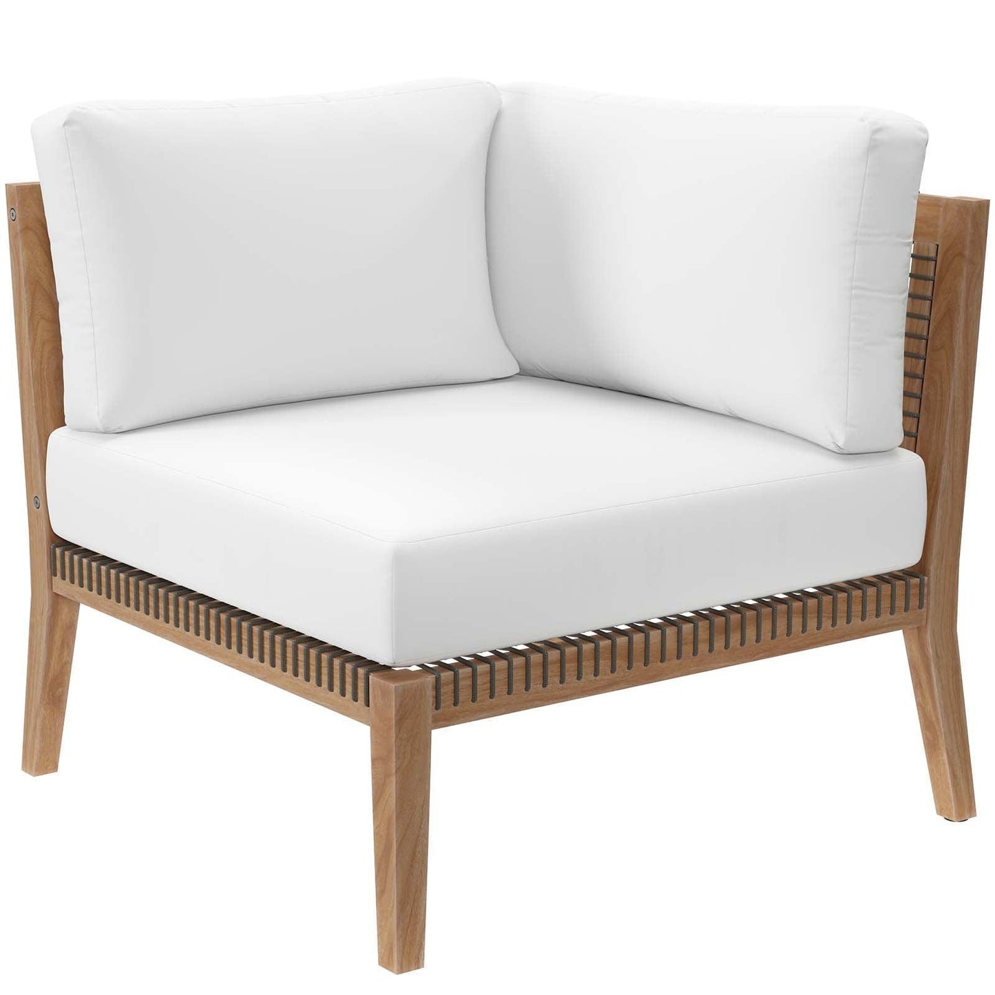 Modway Clearwater Outdoor Patio Teak Wood Corner Chair FredCo