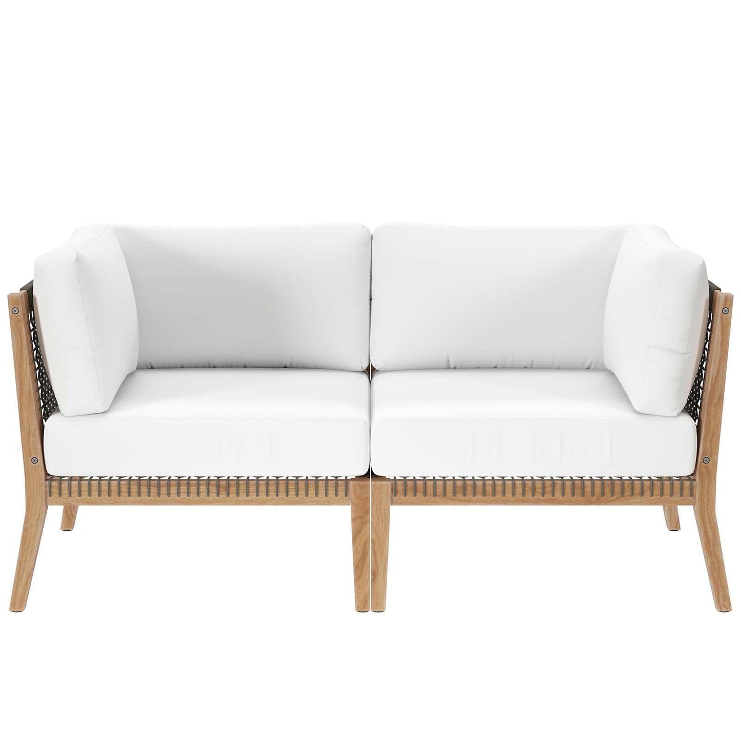 Modway Clearwater Outdoor Patio Teak Wood Loveseat FredCo