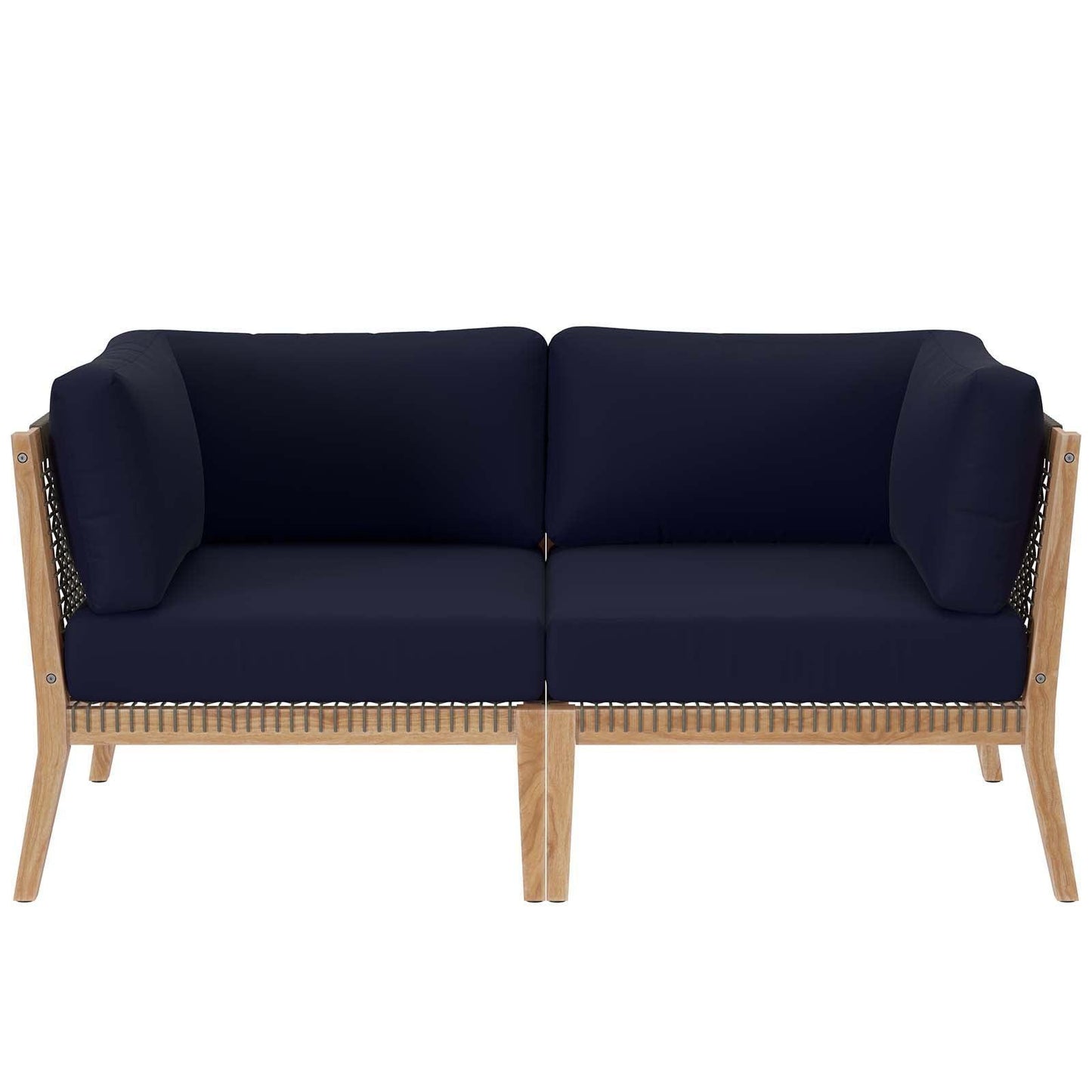 Modway Clearwater Outdoor Patio Teak Wood Loveseat FredCo