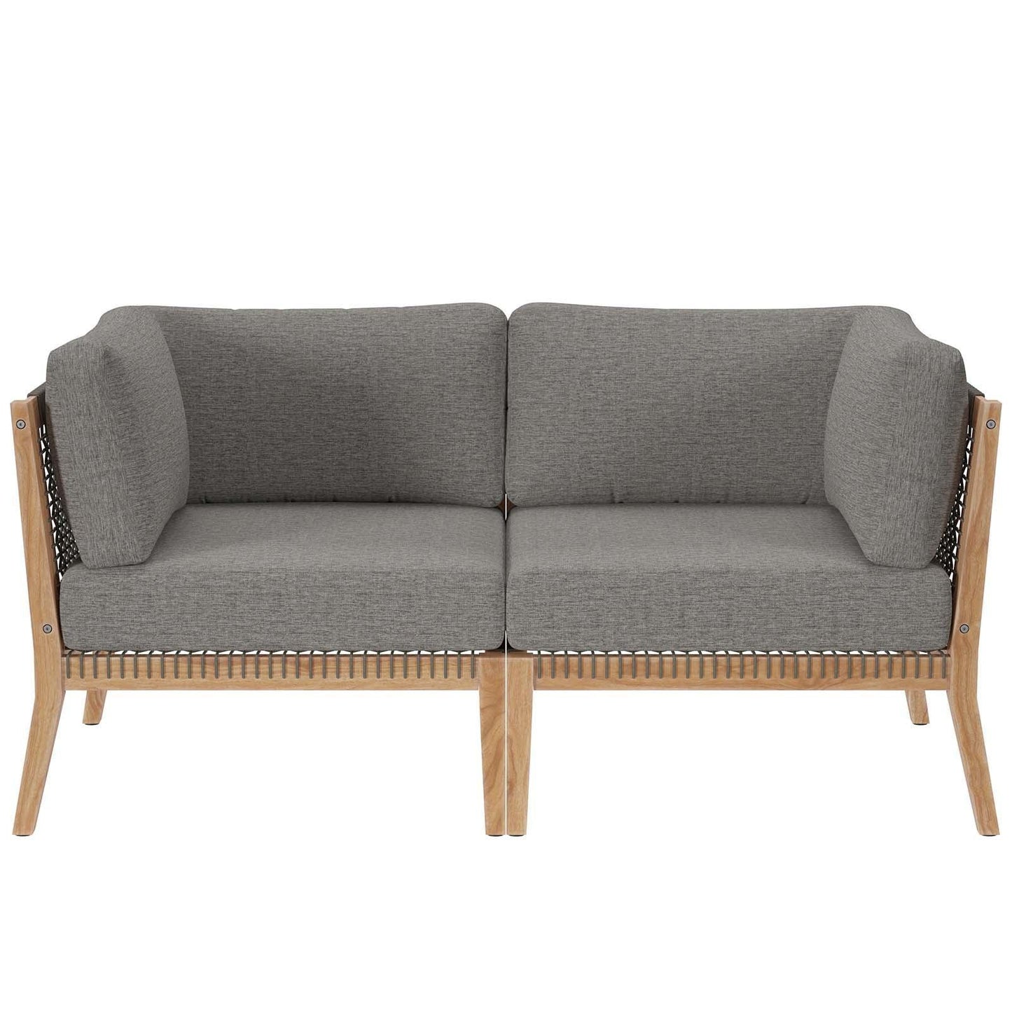 Modway Clearwater Outdoor Patio Teak Wood Loveseat FredCo