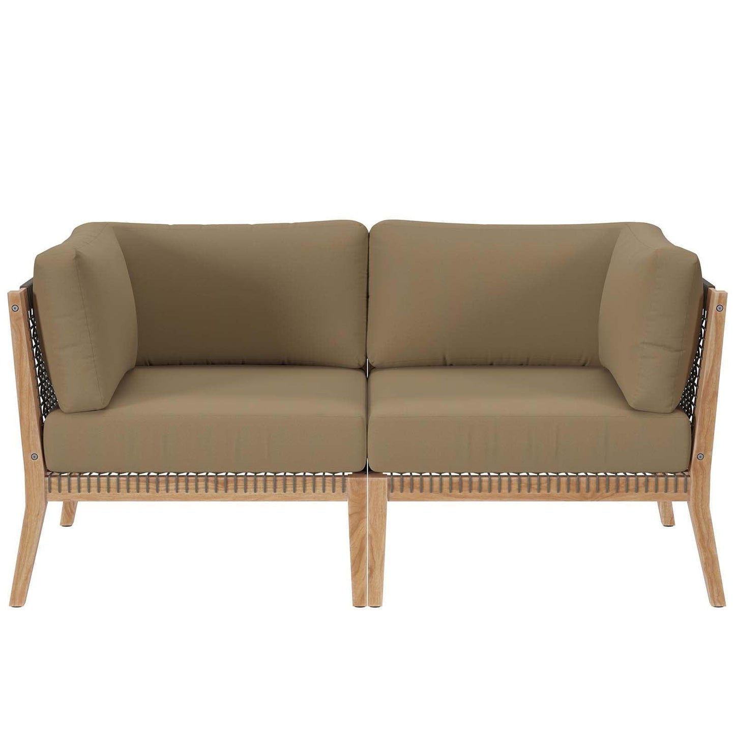 Modway Clearwater Outdoor Patio Teak Wood Loveseat FredCo