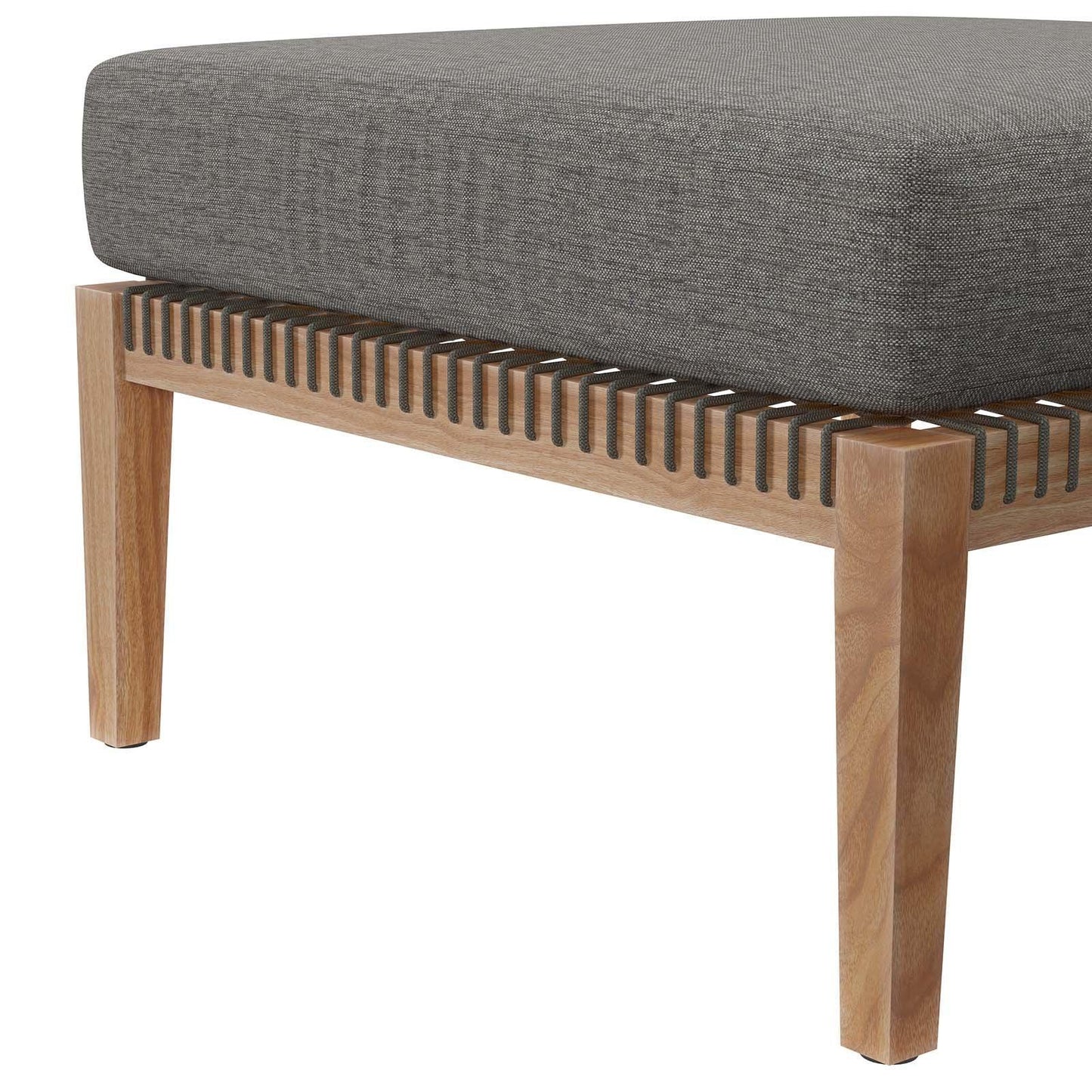Modway Clearwater Outdoor Patio Teak Wood Ottoman FredCo