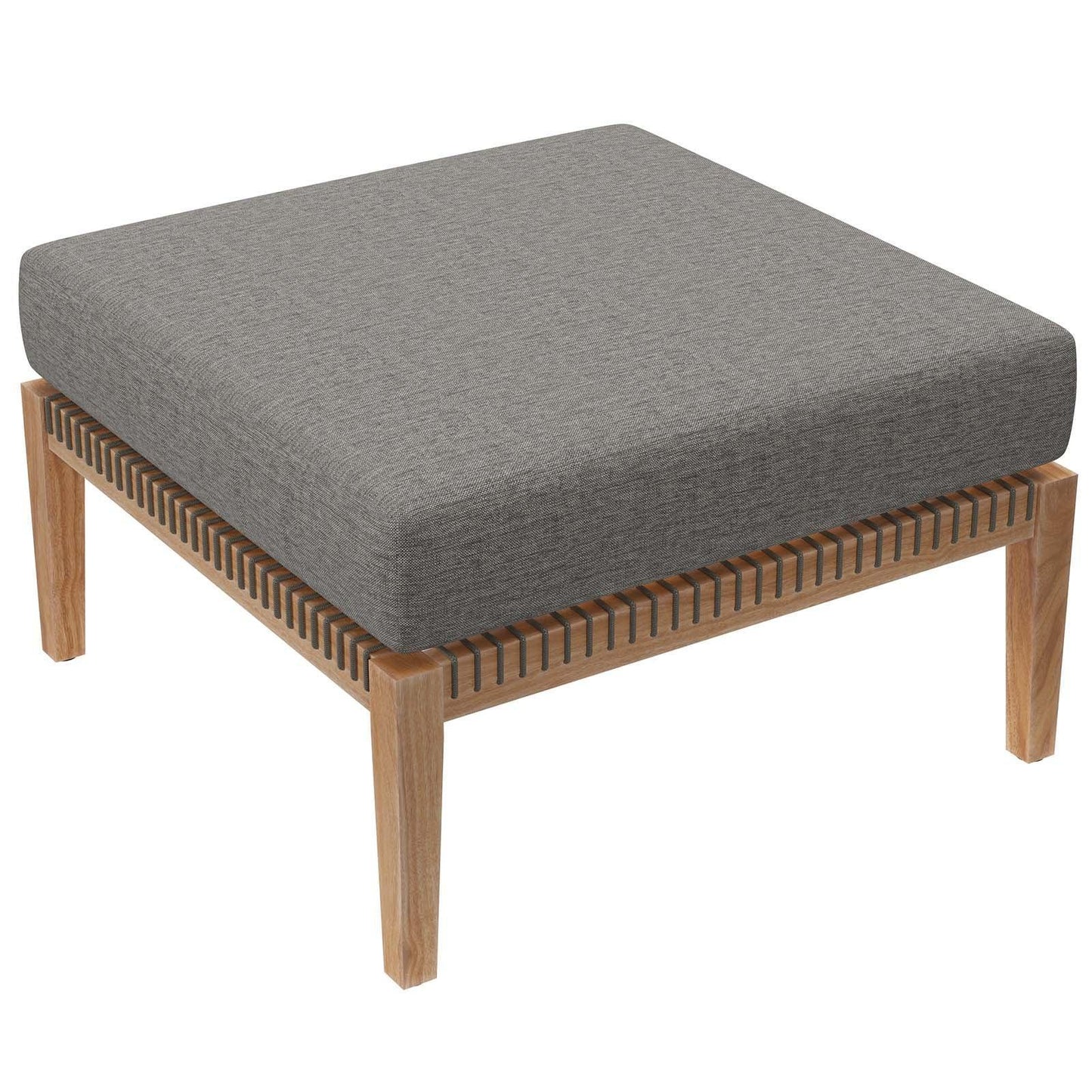 Modway Clearwater Outdoor Patio Teak Wood Ottoman FredCo