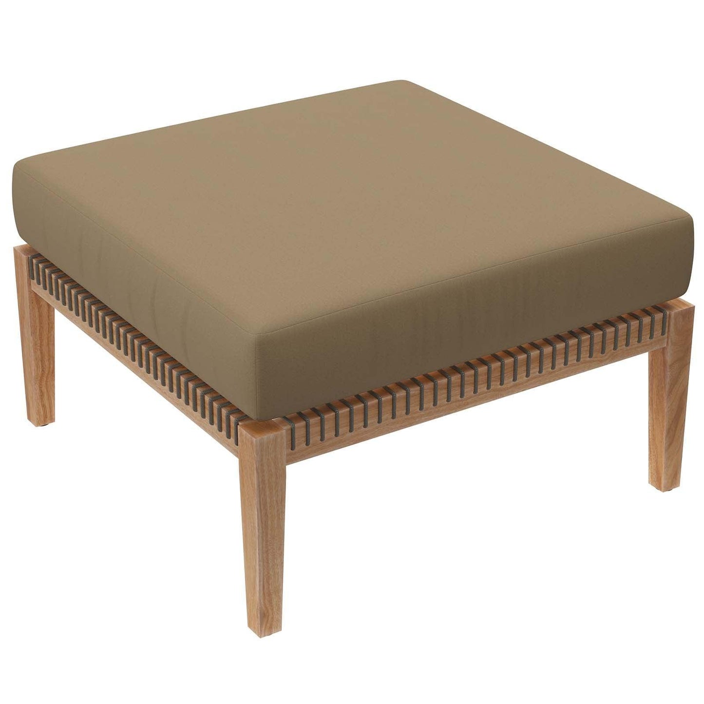 Modway Clearwater Outdoor Patio Teak Wood Ottoman FredCo