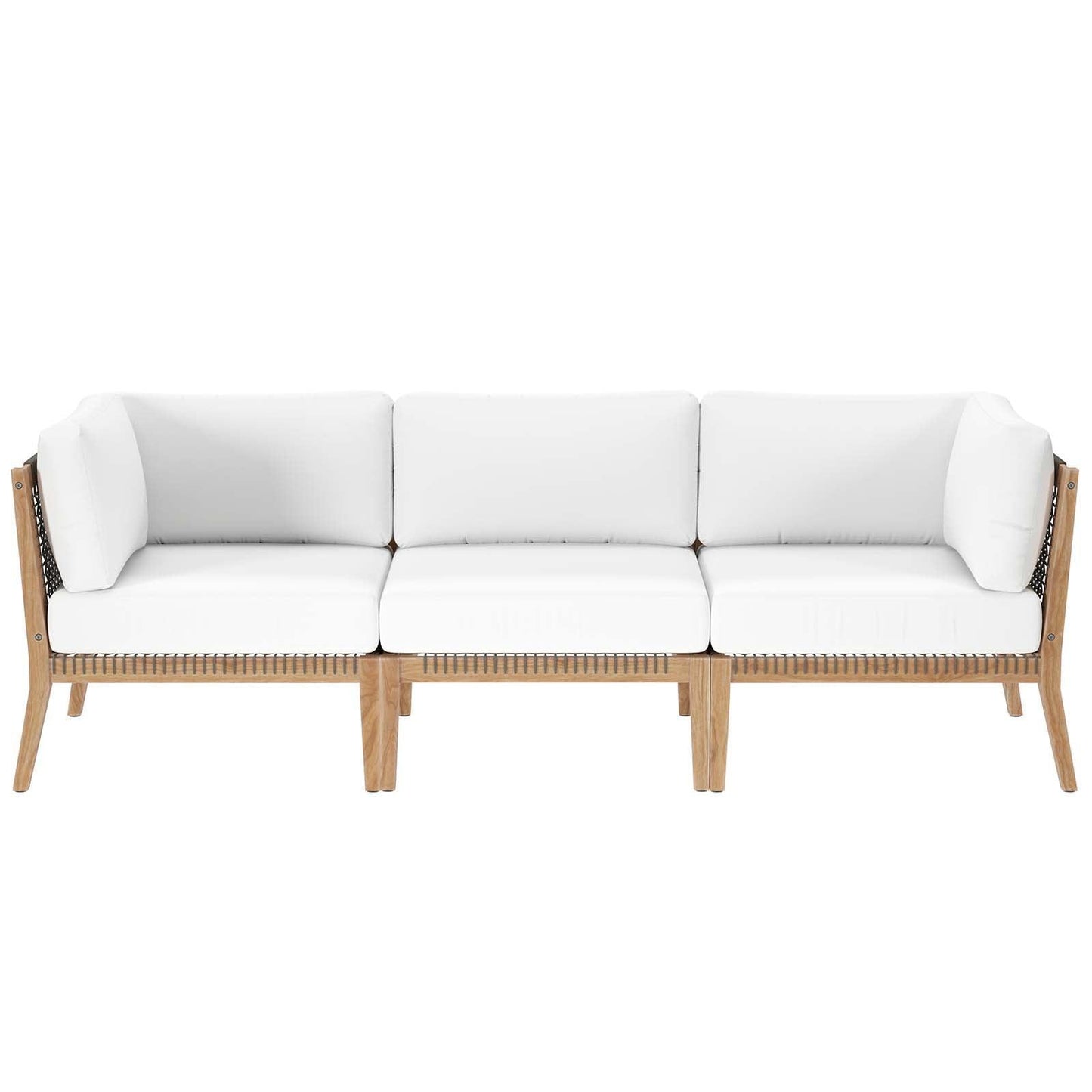 Modway Clearwater Outdoor Patio Teak Wood Sofa FredCo