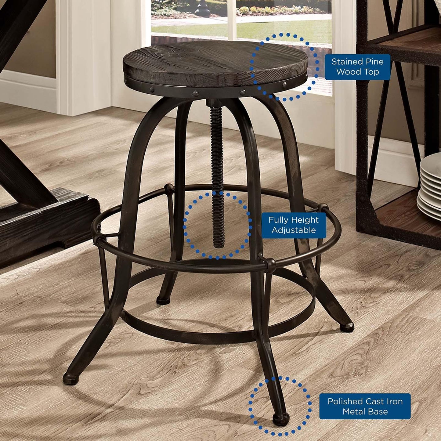 Modway Collect Wood Top Bar Stool FredCo