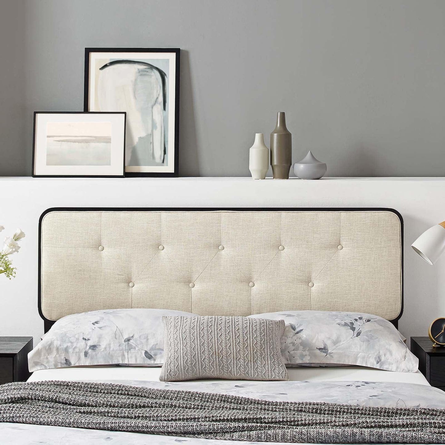 Modway Collins Tufted Queen Fabric and Wood Headboard FredCo
