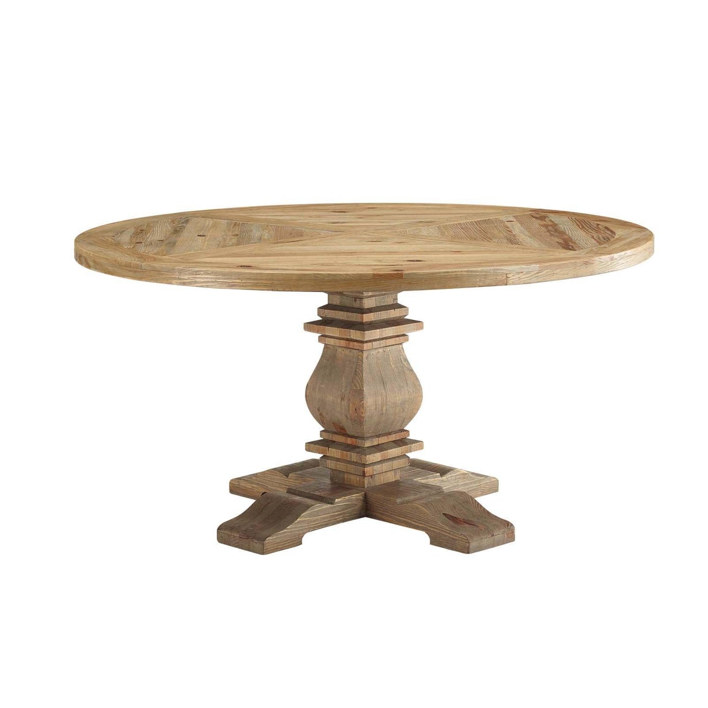 Modway Column 59" Round Pine Wood Dining Table FredCo