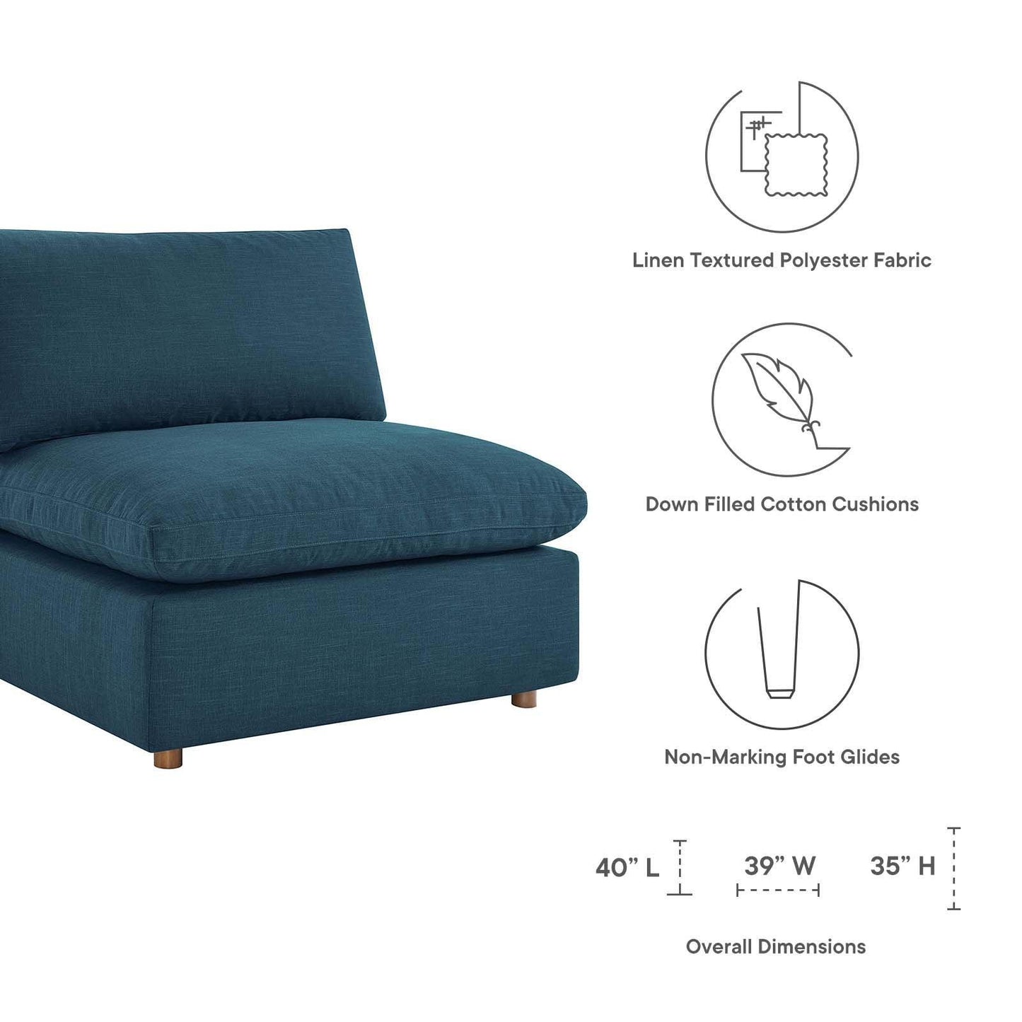 Modway Commix Down Filled Overstuffed 4 Piece Sectional Sofa Set, EEI-3357 FredCo