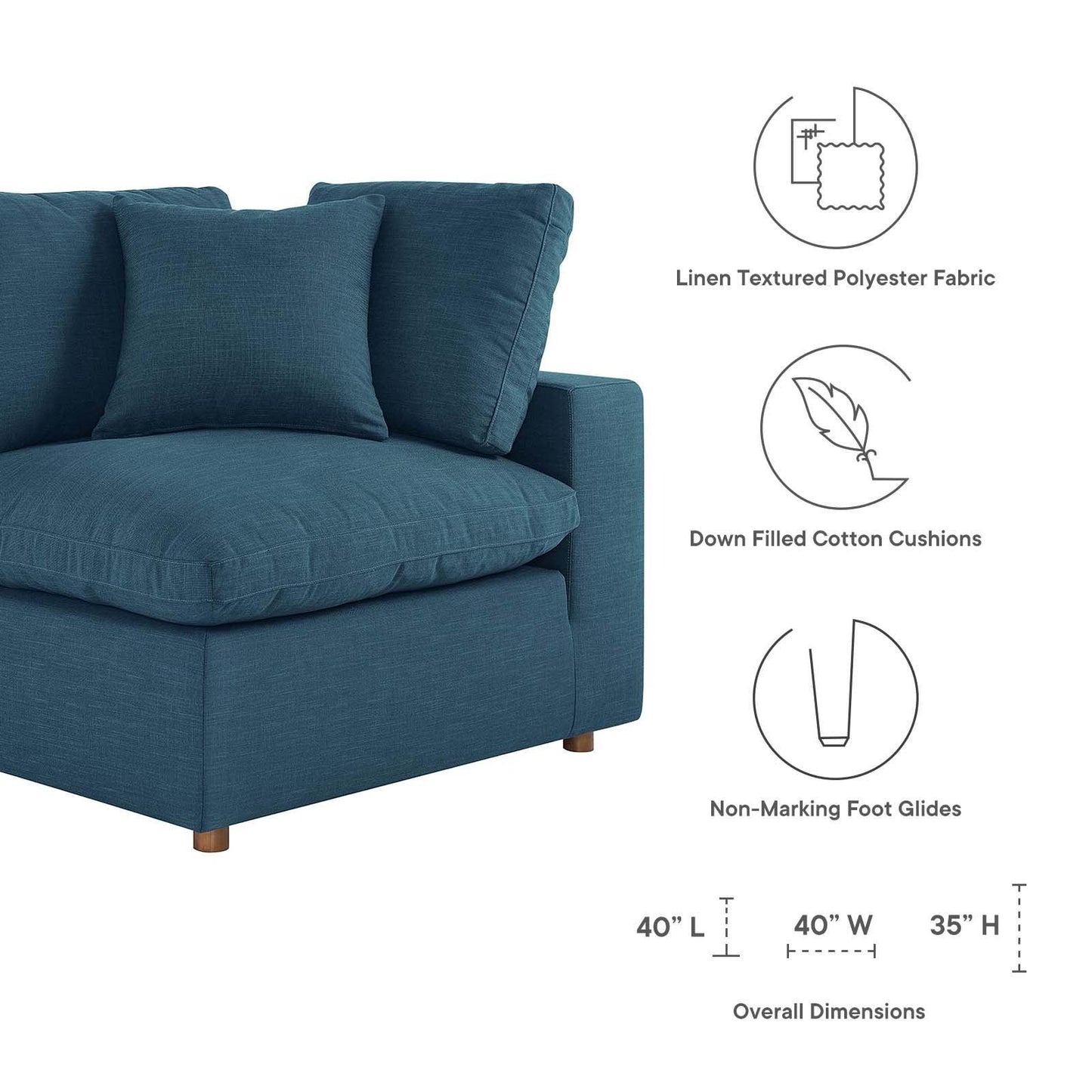 Modway Commix Down Filled Overstuffed 4 Piece Sectional Sofa Set, EEI-3357 FredCo