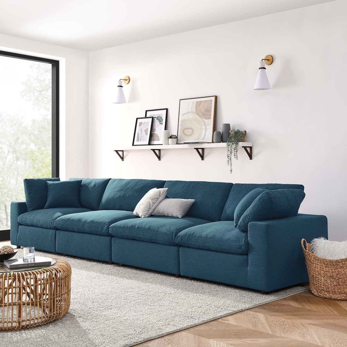 Modway Commix Down Filled Overstuffed 4 Piece Sectional Sofa Set, EEI-3357 FredCo