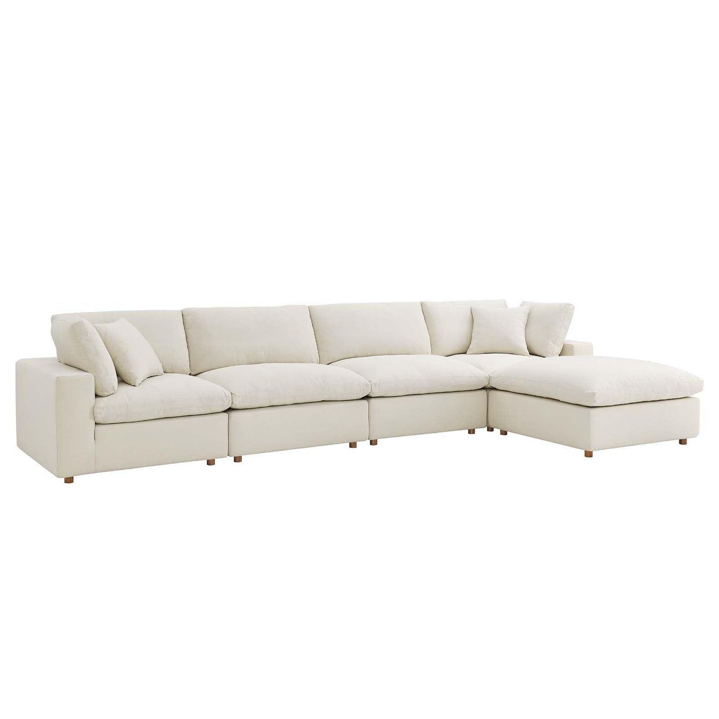 Modway Commix Down Filled Overstuffed 5 Piece Sectional Sofa Set FredCo