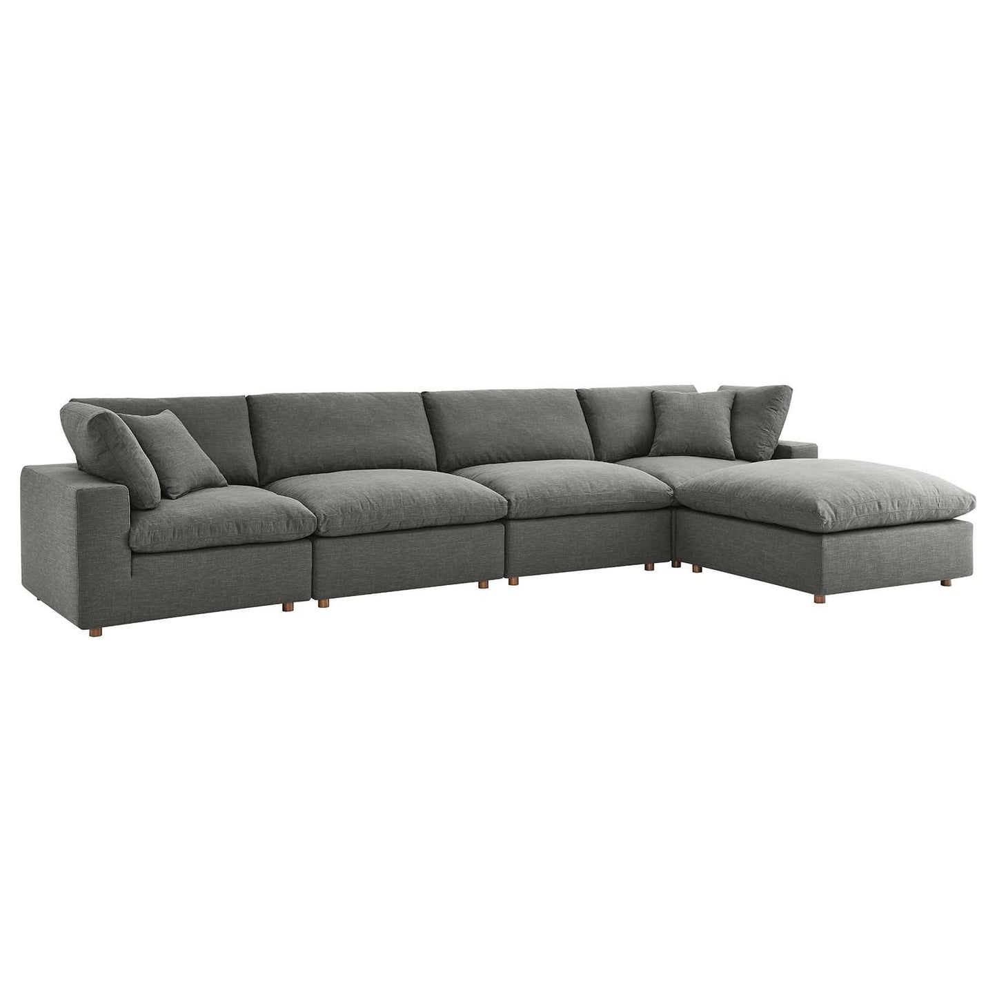 Modway Commix Down Filled Overstuffed 5 Piece Sectional Sofa Set FredCo
