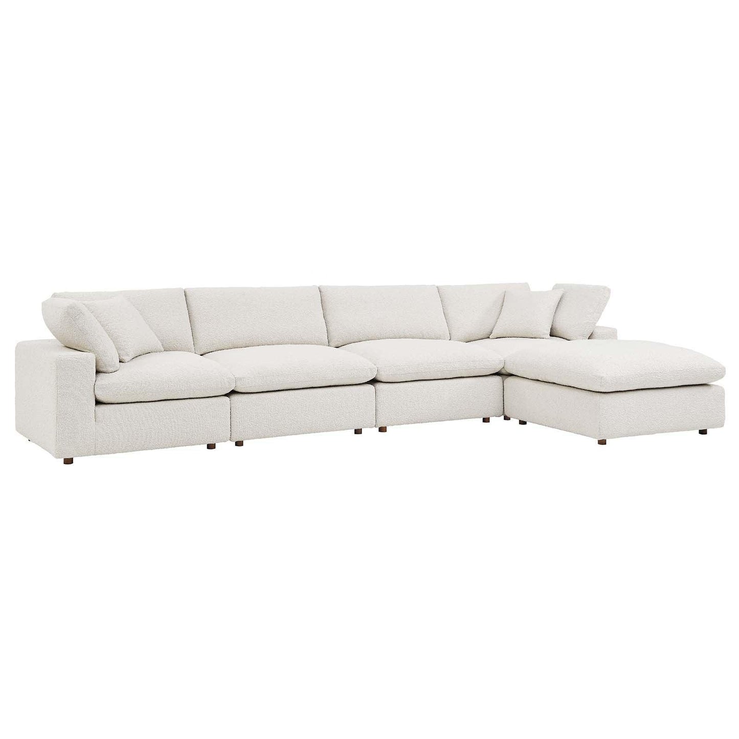Modway Commix Down Filled Overstuffed Boucle Fabric 5-Piece Sectional Sofa FredCo
