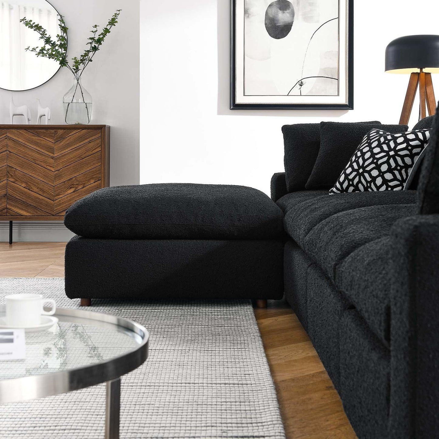 Modway Commix Down Filled Overstuffed Boucle Fabric 5-Piece Sectional Sofa FredCo