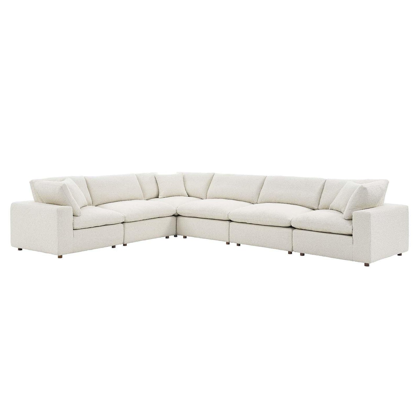 Modway Commix Down Filled Overstuffed Boucle Fabric 6-Piece Sectional Sofa FredCo