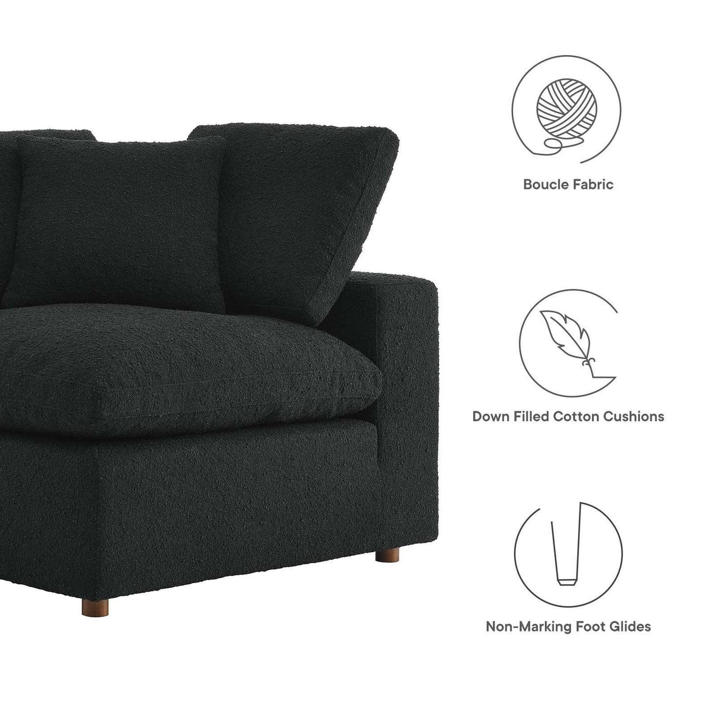 Modway Commix Down Filled Overstuffed Boucle Fabric Corner Chair FredCo