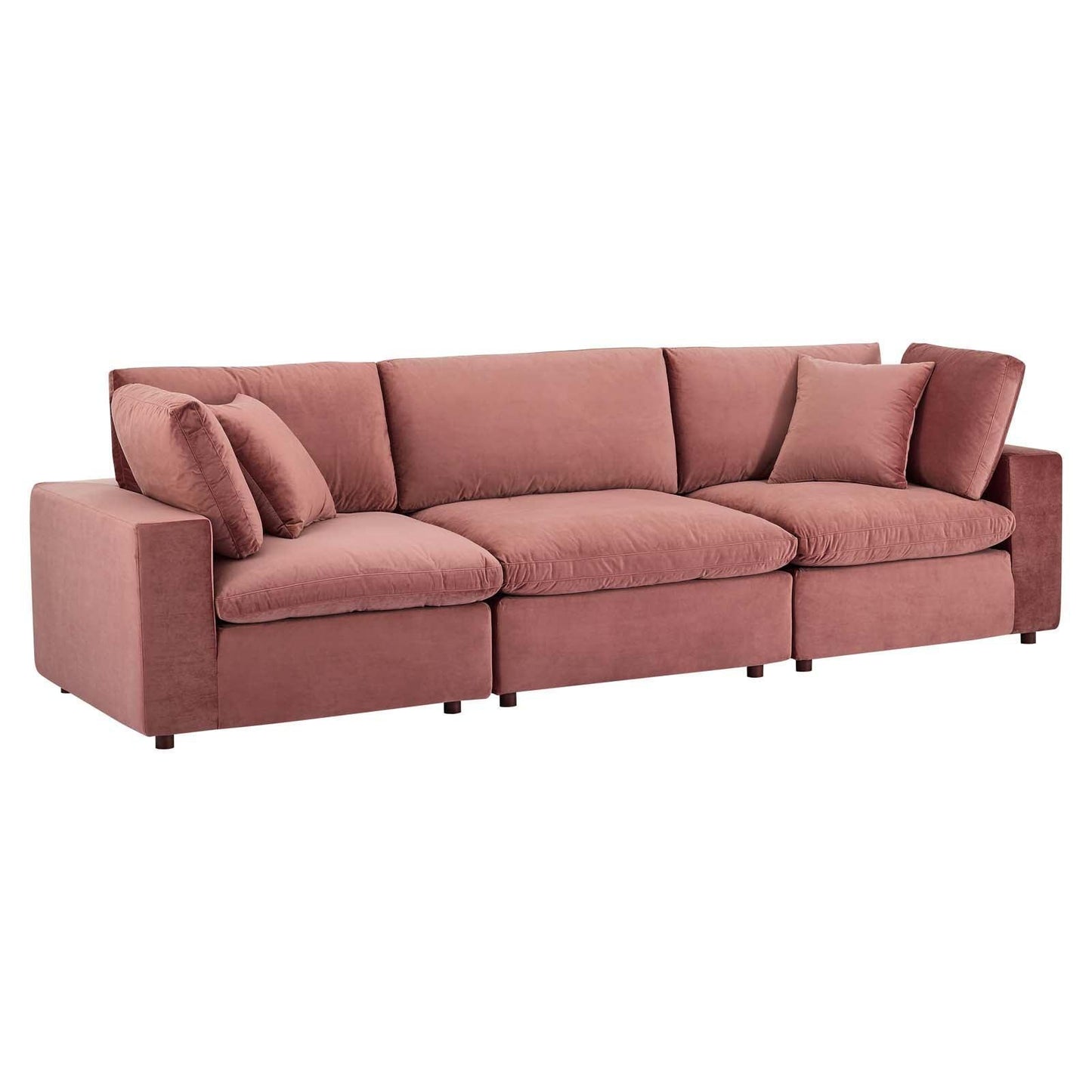 Modway Commix Down Filled Overstuffed Performance Velvet 3-Seater Sofa FredCo