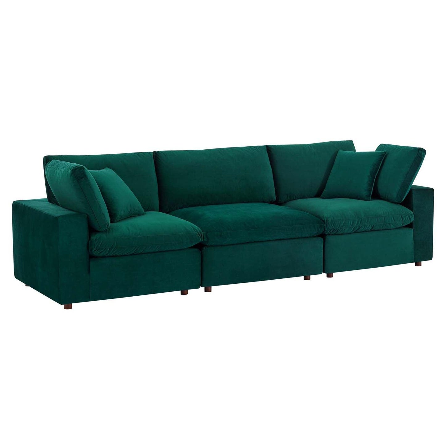 Modway Commix Down Filled Overstuffed Performance Velvet 3-Seater Sofa FredCo
