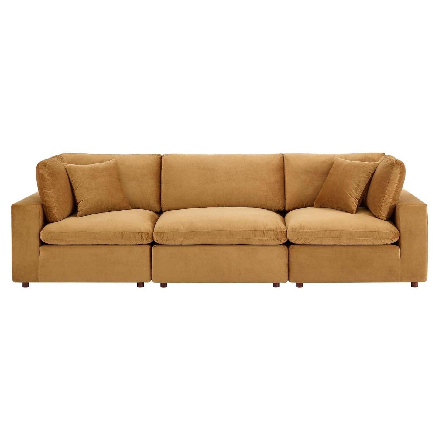 Modway Commix Down Filled Overstuffed Performance Velvet 3-Seater Sofa FredCo