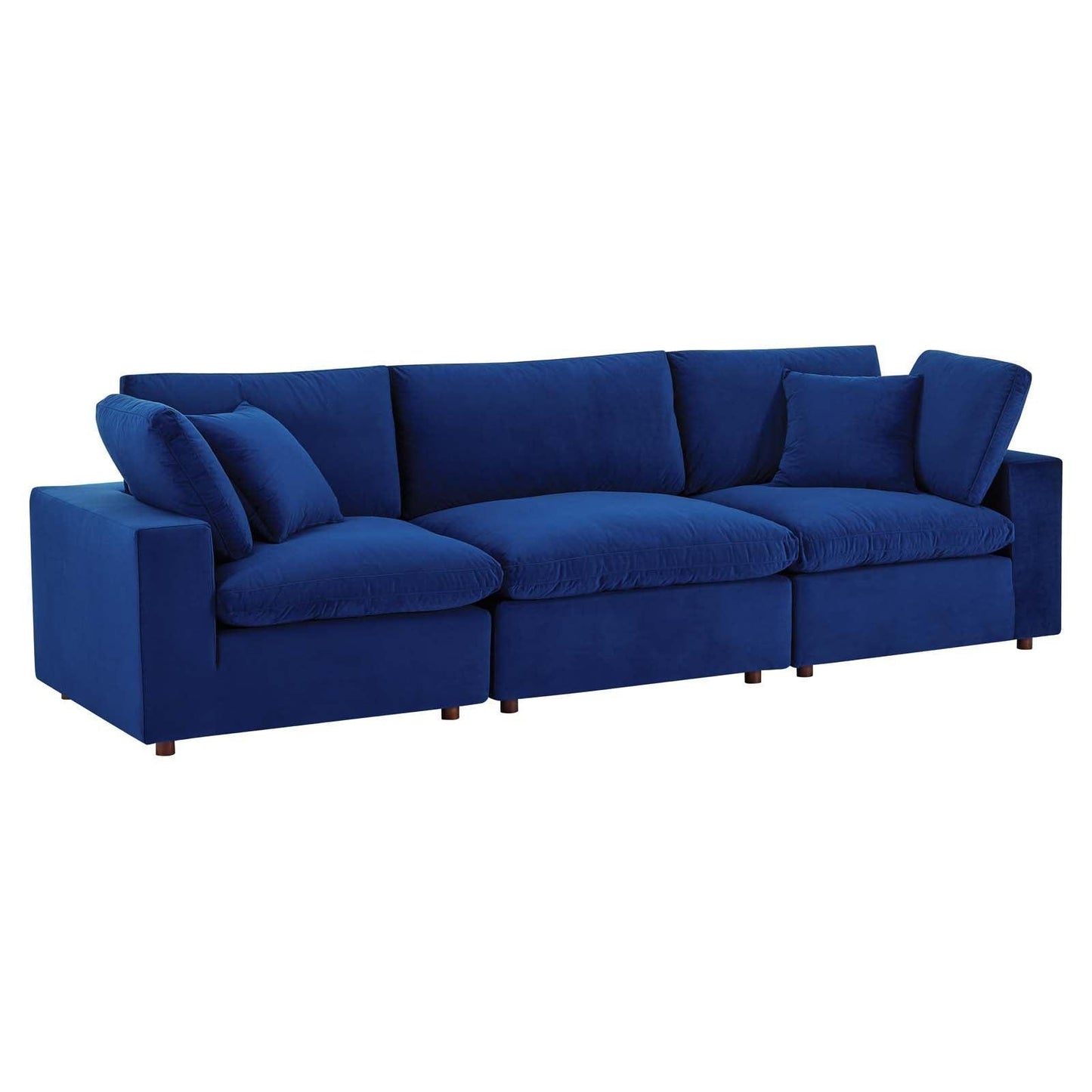 Modway Commix Down Filled Overstuffed Performance Velvet 3-Seater Sofa FredCo