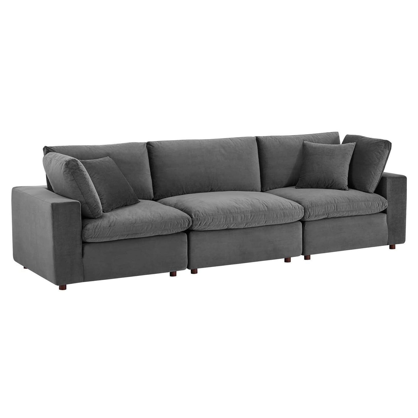 Modway Commix Down Filled Overstuffed Performance Velvet 3-Seater Sofa FredCo