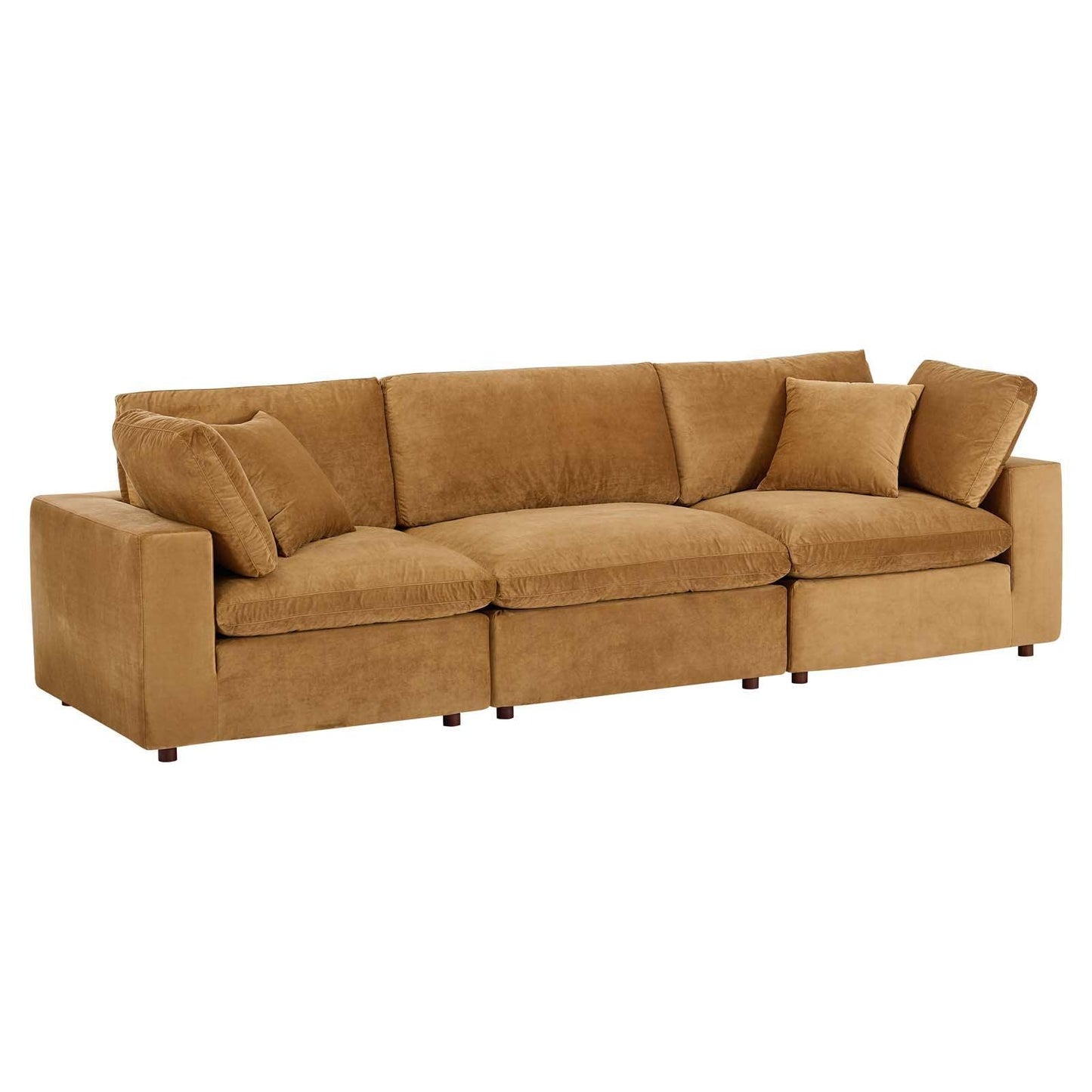 Modway Commix Down Filled Overstuffed Performance Velvet 3-Seater Sofa FredCo