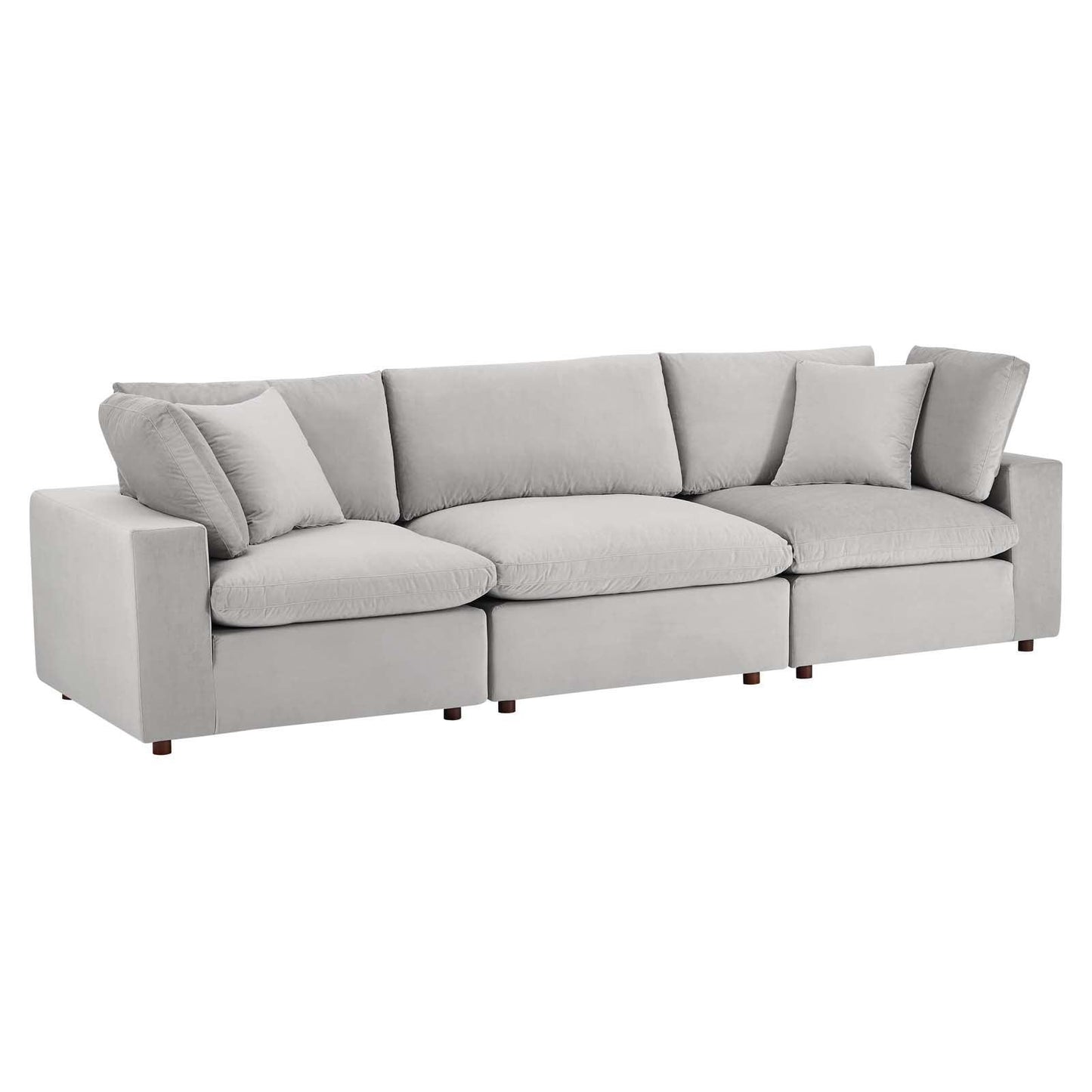 Modway Commix Down Filled Overstuffed Performance Velvet 3-Seater Sofa FredCo